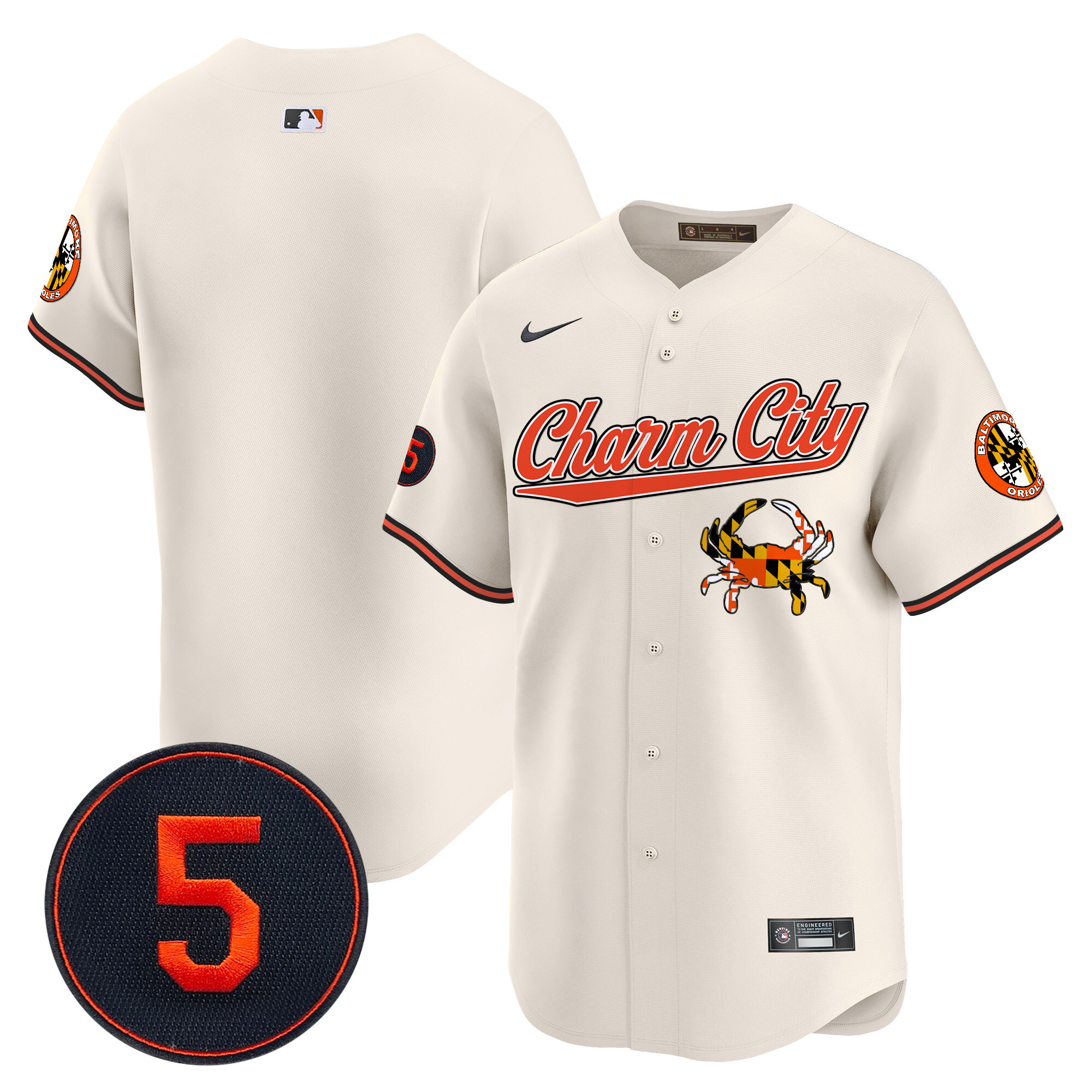 Men's Baltimore Orioles Robinson Patch Vapor Premier Limited Cream Jersey V8 - All Stitched