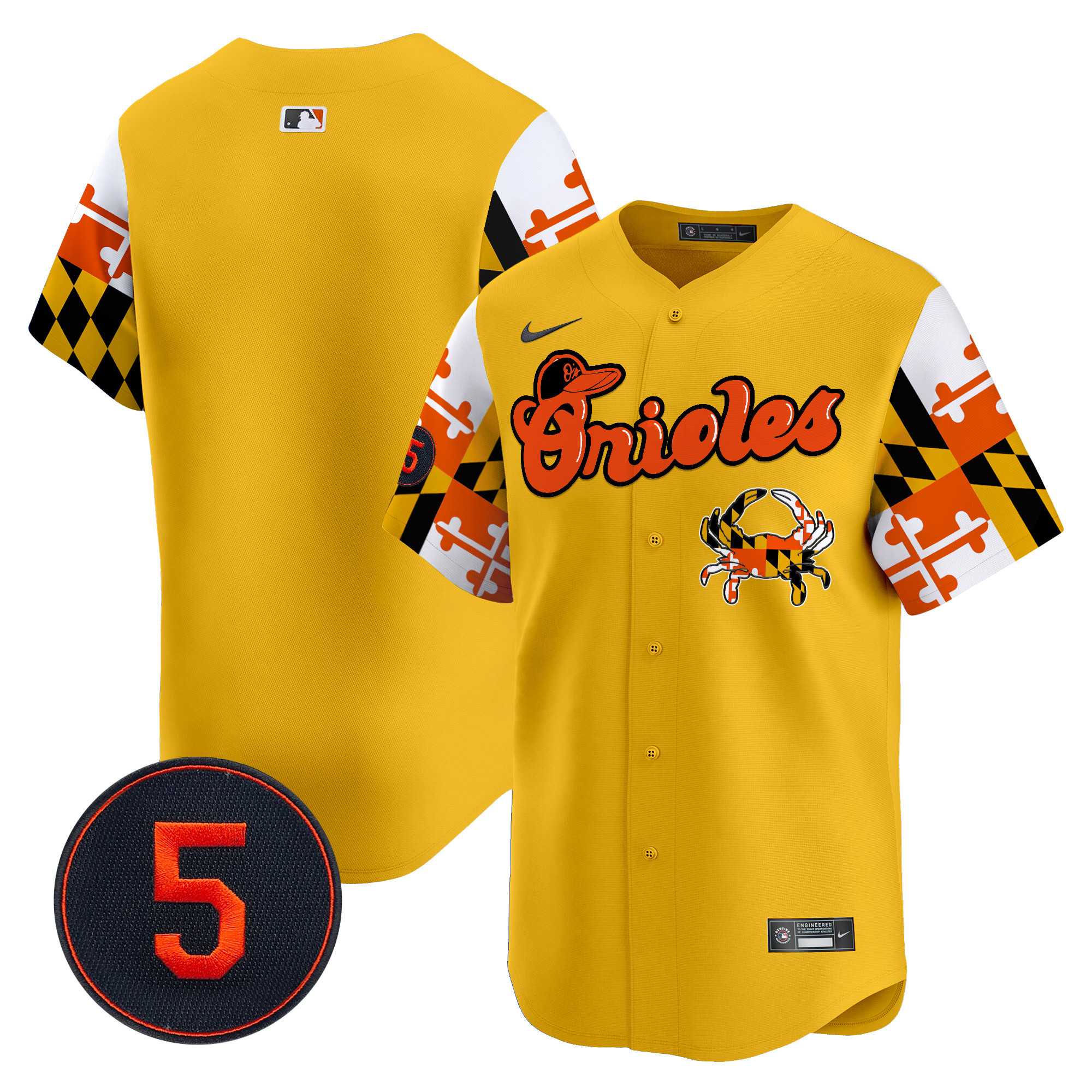 Men's Baltimore Orioles Robinson Patch Vapor Premier Limited Gold Jersey V7 - All Stitched