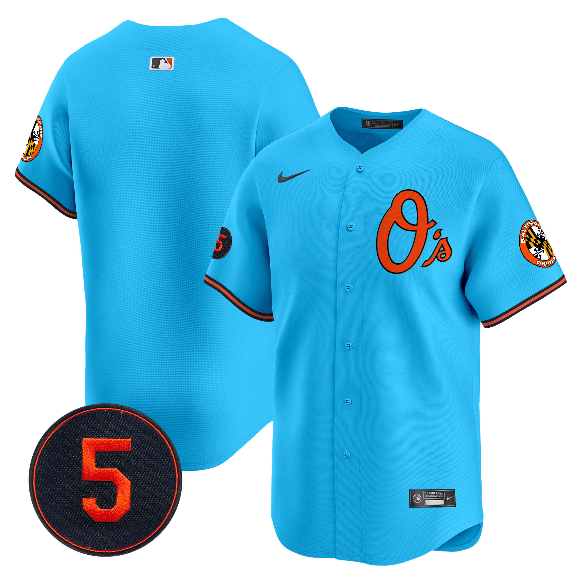 Men's Baltimore Orioles Robinson Patch Vapor Premier Limited Light Blue Jersey V4 - All Stitched