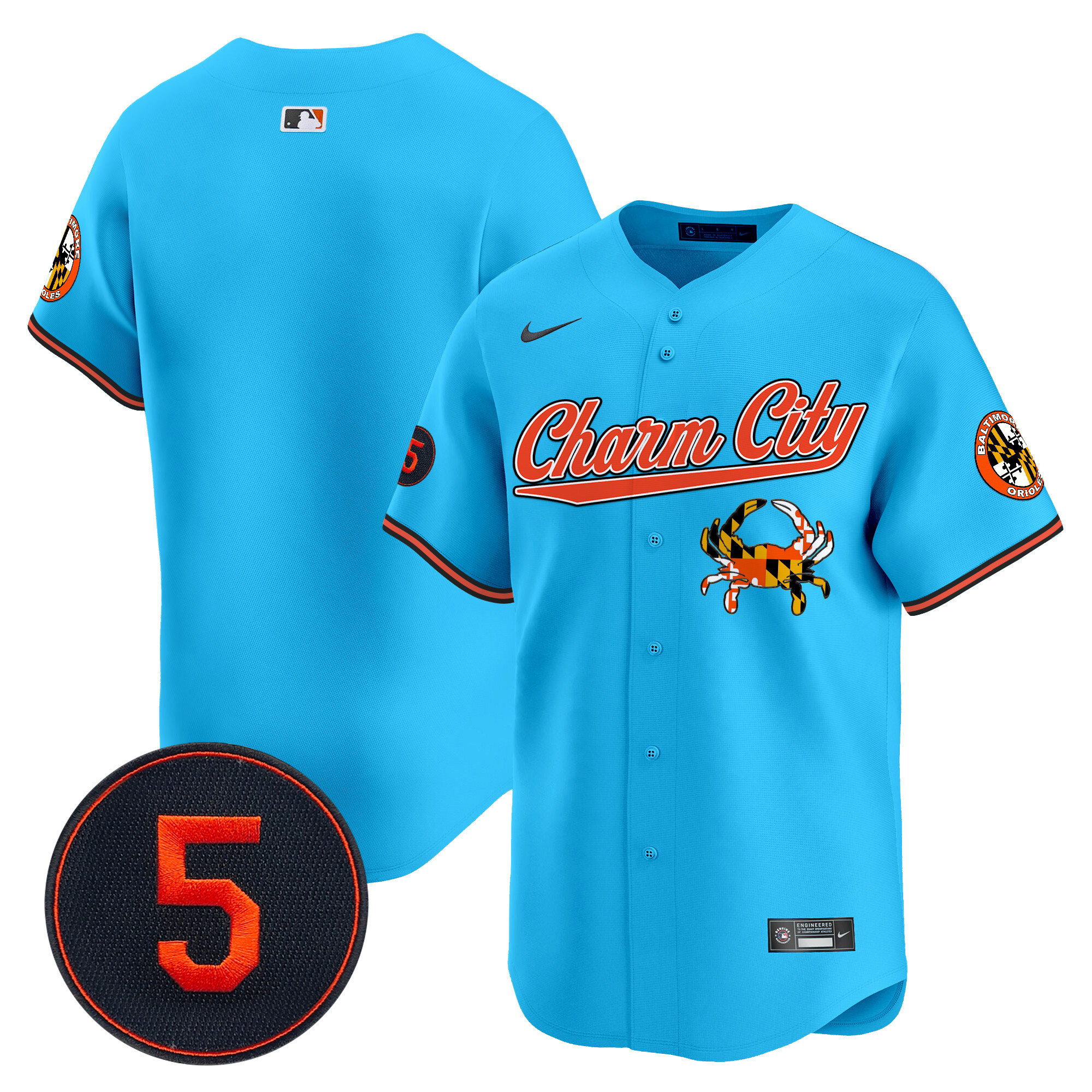 Men's Baltimore Orioles Robinson Patch Vapor Premier Limited Light Blue Jersey V8 - All Stitched