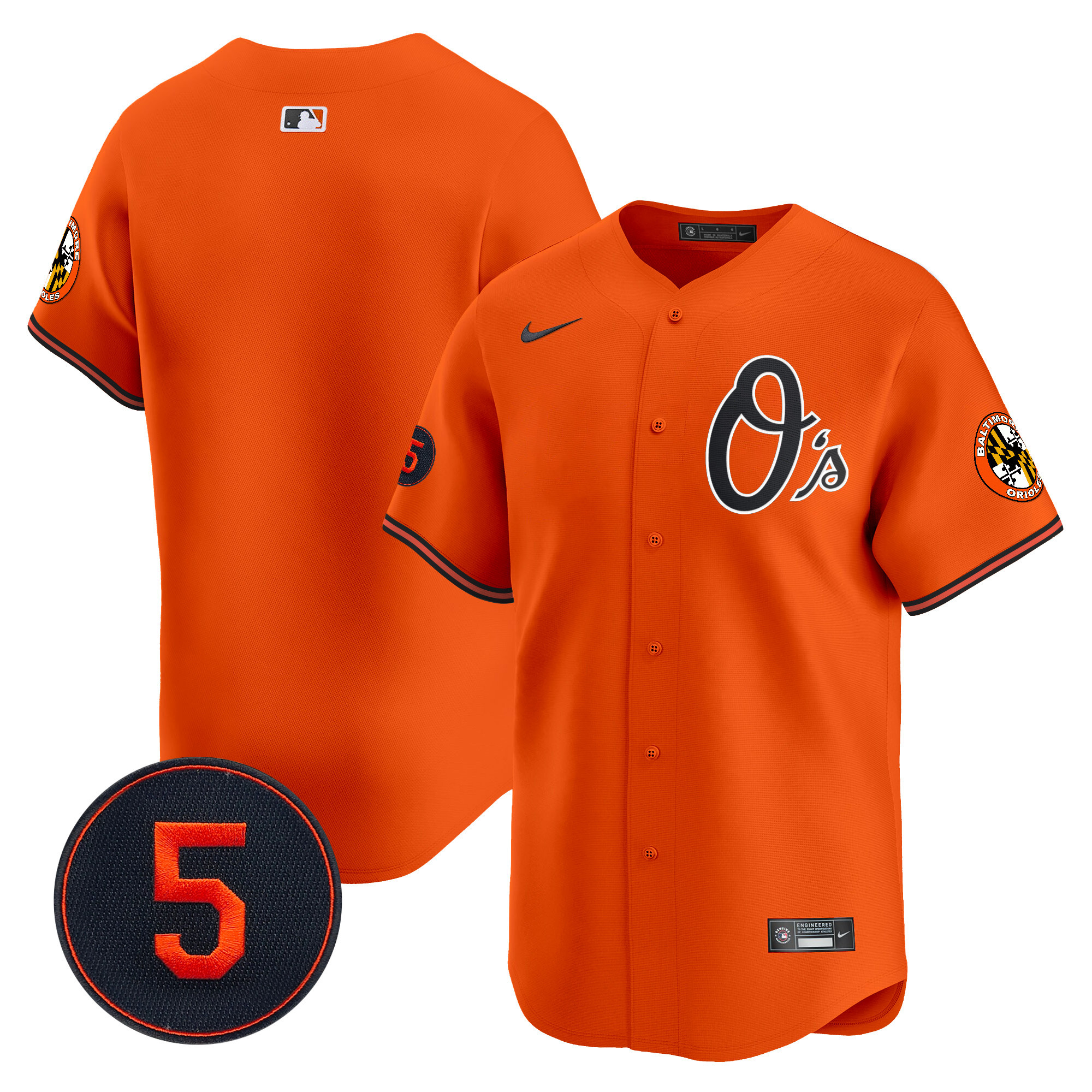 Men's Baltimore Orioles Robinson Patch Vapor Premier Limited Orange Jersey V4 - All Stitched