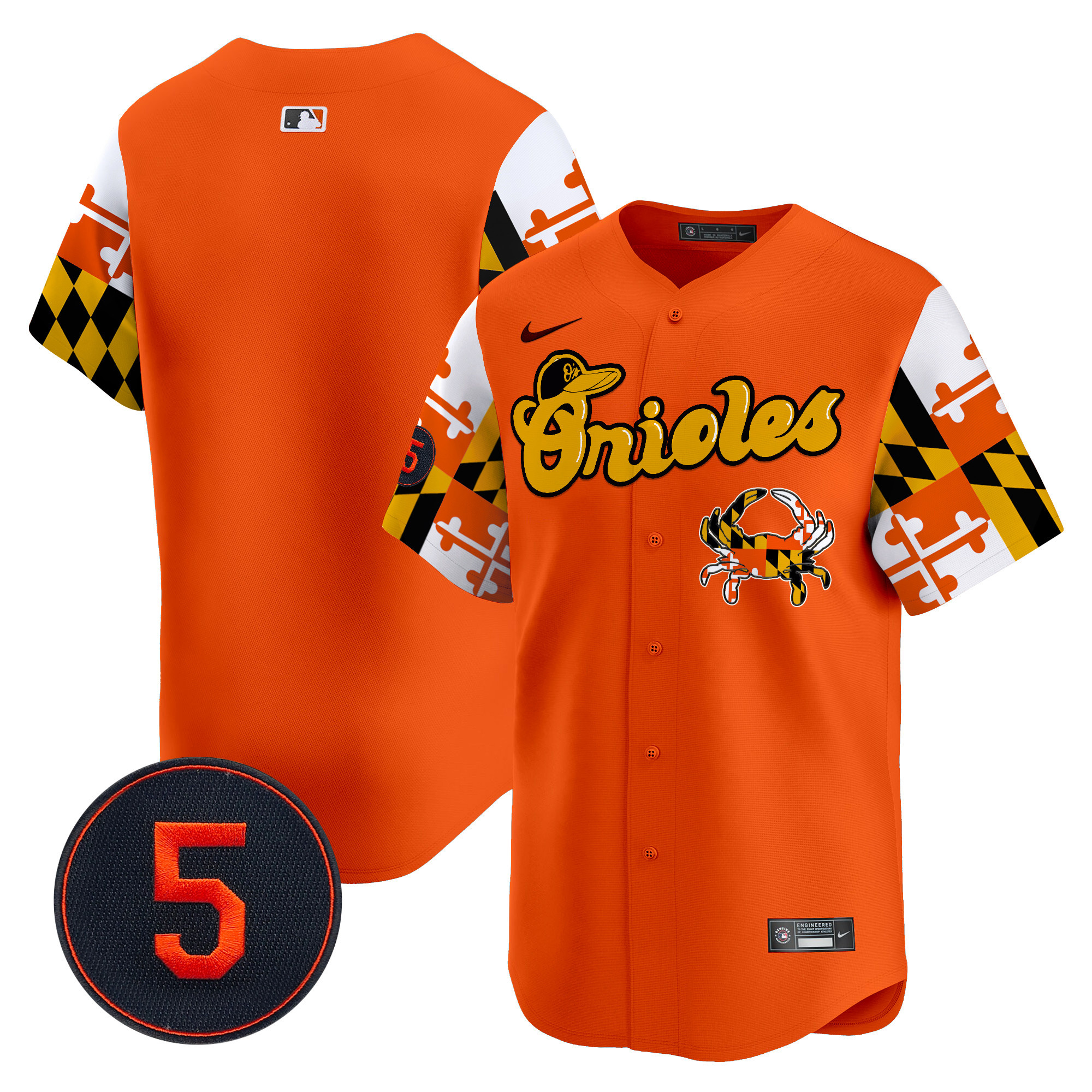 Men's Baltimore Orioles Robinson Patch Vapor Premier Limited Orange Jersey V7 - All Stitched