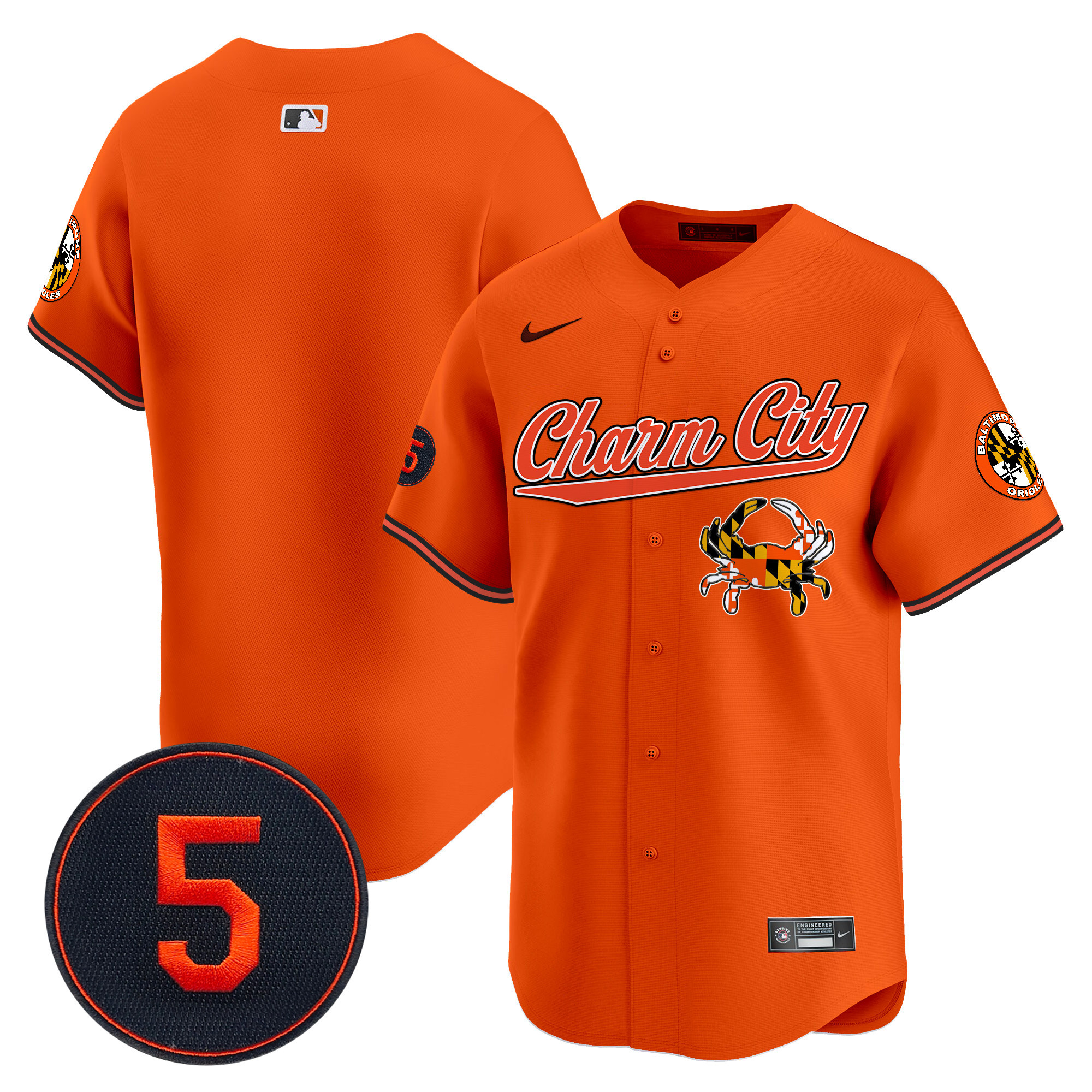 Men's Baltimore Orioles Robinson Patch Vapor Premier Limited Orange Jersey V8 - All Stitched