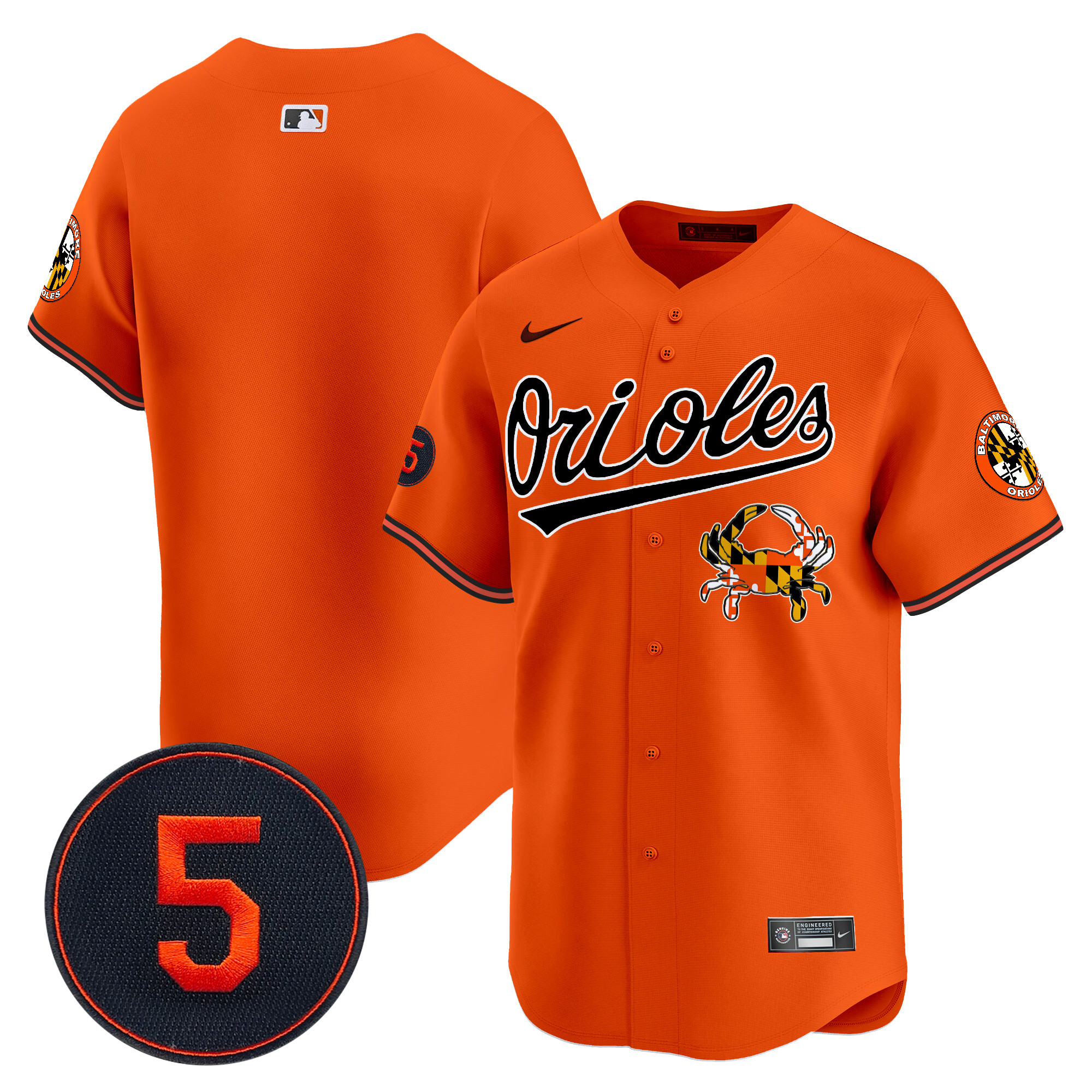 Men's Baltimore Orioles Robinson Patch Vapor Premier Limited Orange Jersey V9 - All Stitched