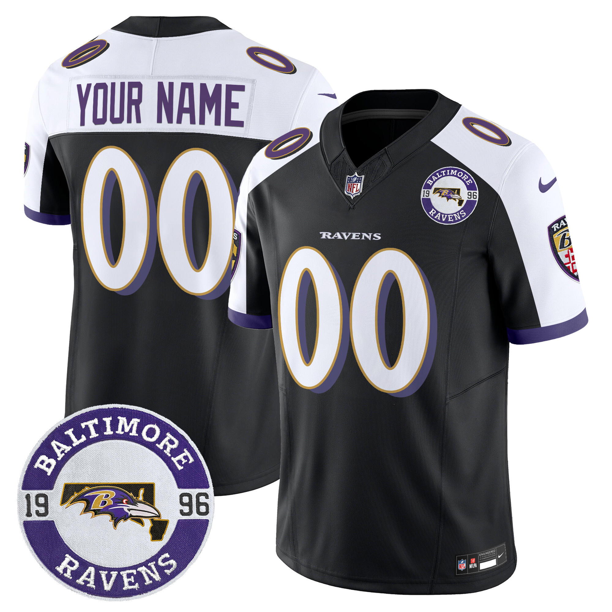 Men's Baltimore Ravens 2024 Vapor Limited Custom Black Alternate Jersey - All Stitched
