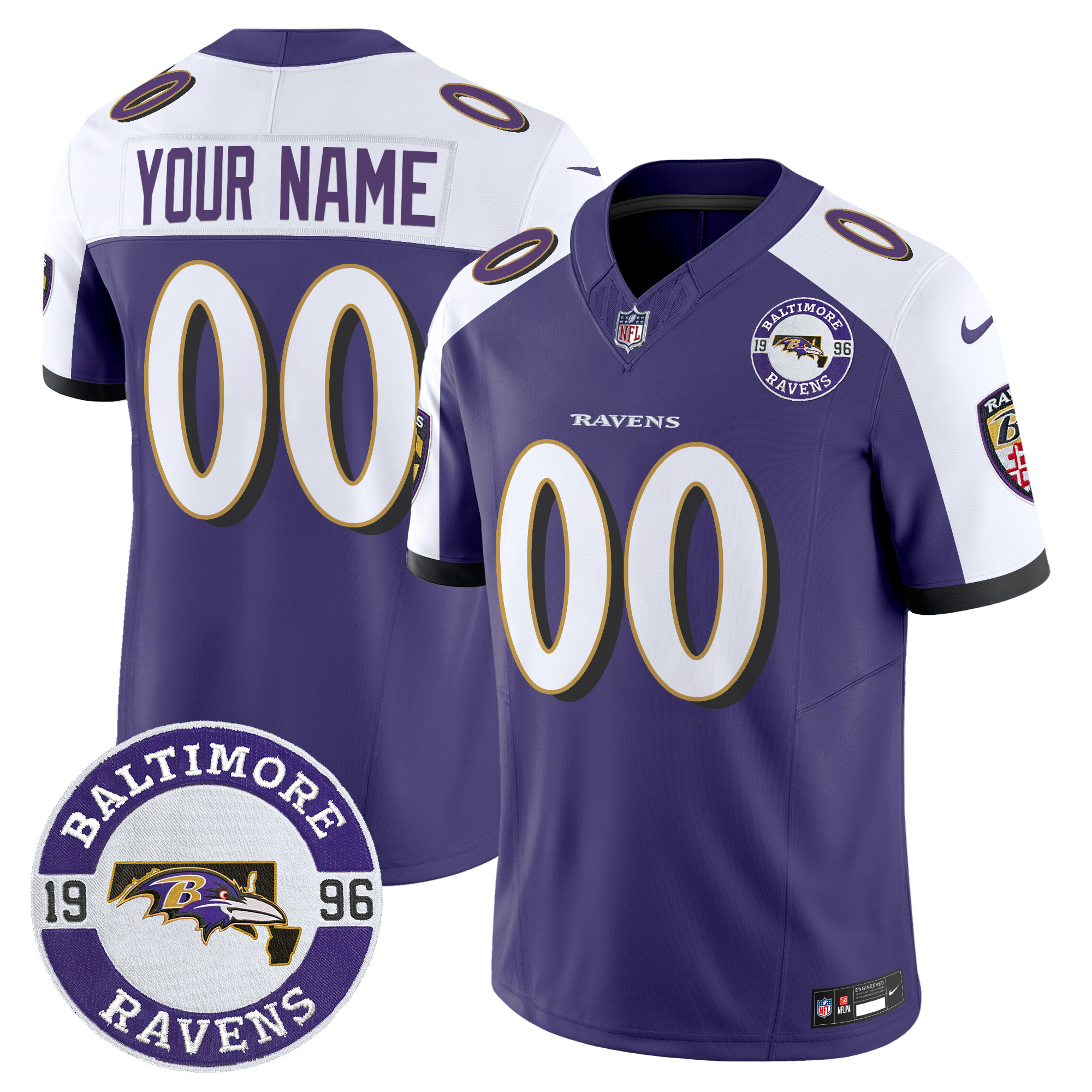 Men's Baltimore Ravens 2024 Vapor Limited Custom Purple Alternate Jersey - All Stitched
