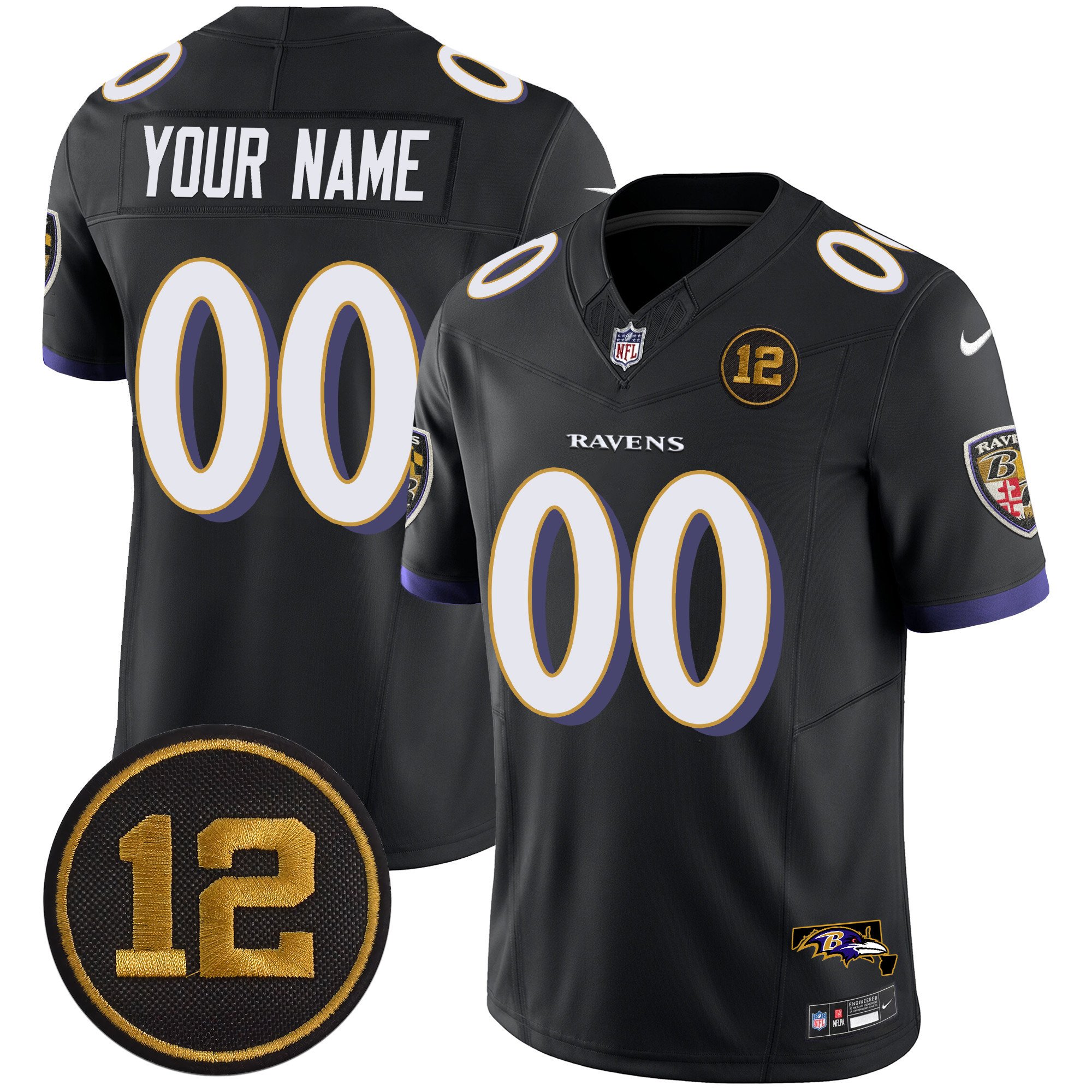 Men's Baltimore Ravens Jacoby Jones Patch Vapor Limited Custom Black Jersey - All Stitched