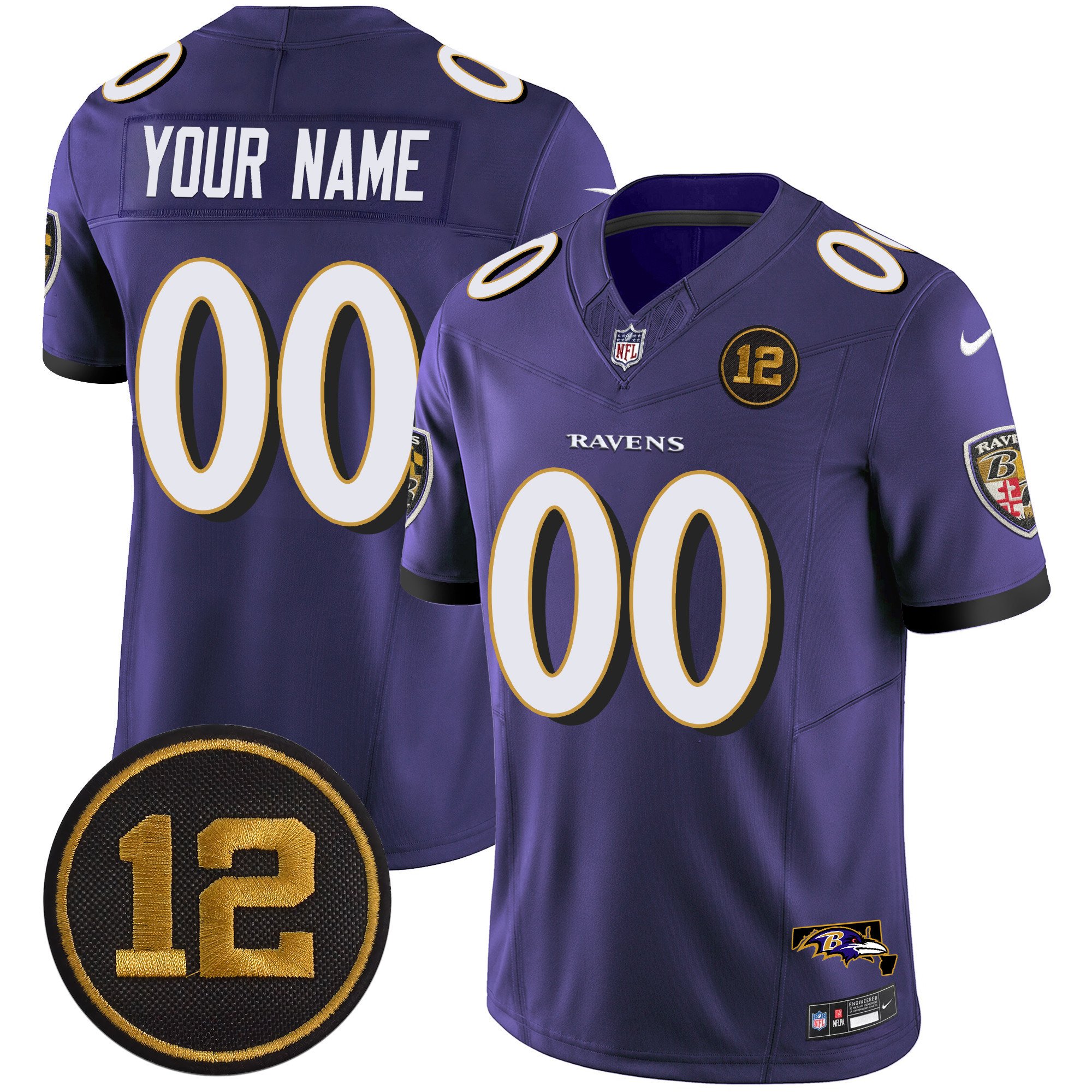 Men's Baltimore Ravens Jacoby Jones Patch Vapor Limited Custom Purple Jersey - All Stitched