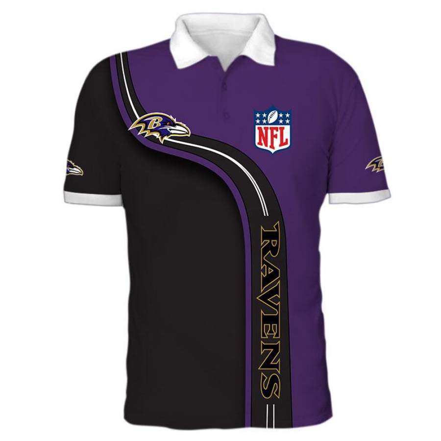 Men’S Baltimore Ravens Polo Shirt 3D