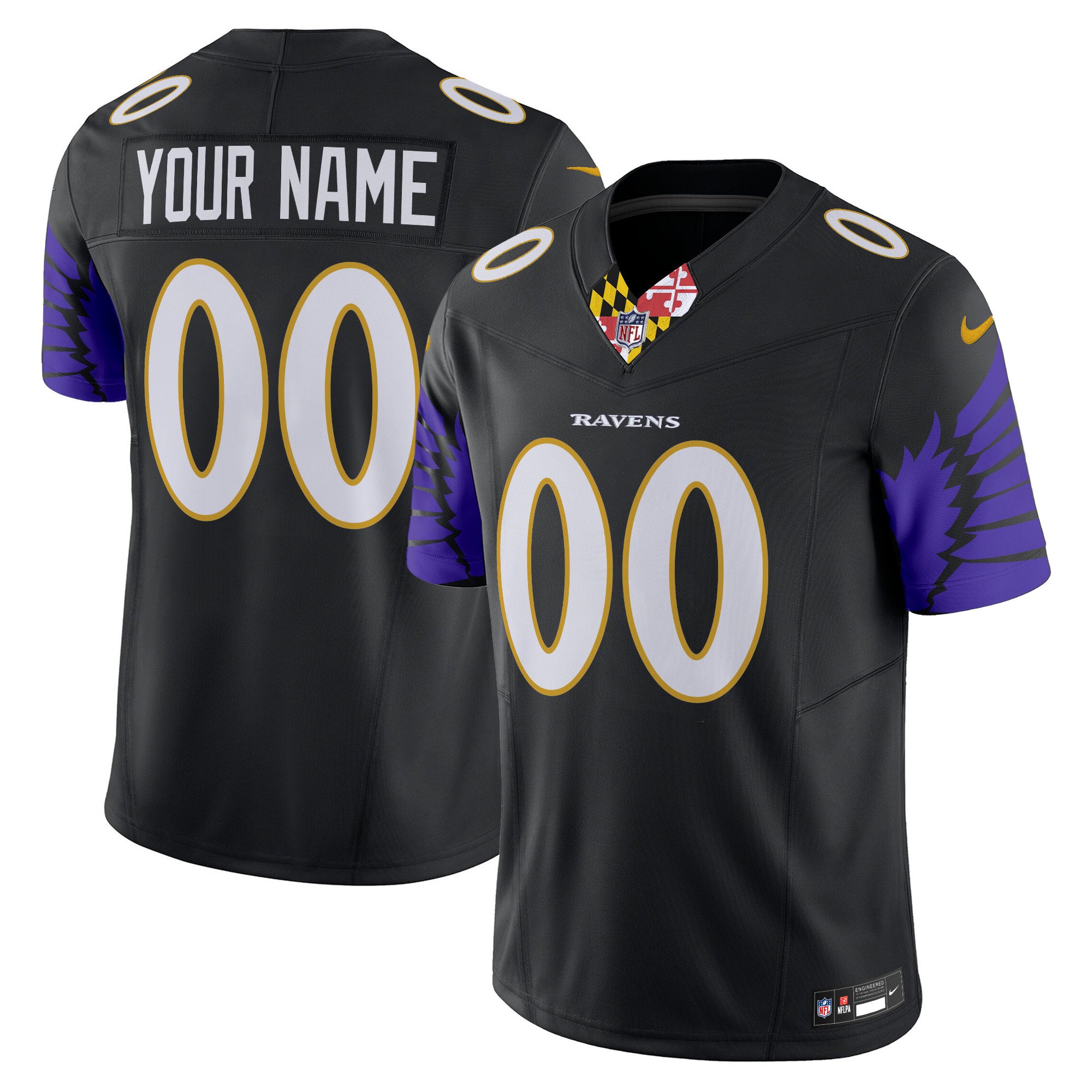 Men's Baltimore Ravens Special Vapor Limited Custom Black Jersey - All Stitched