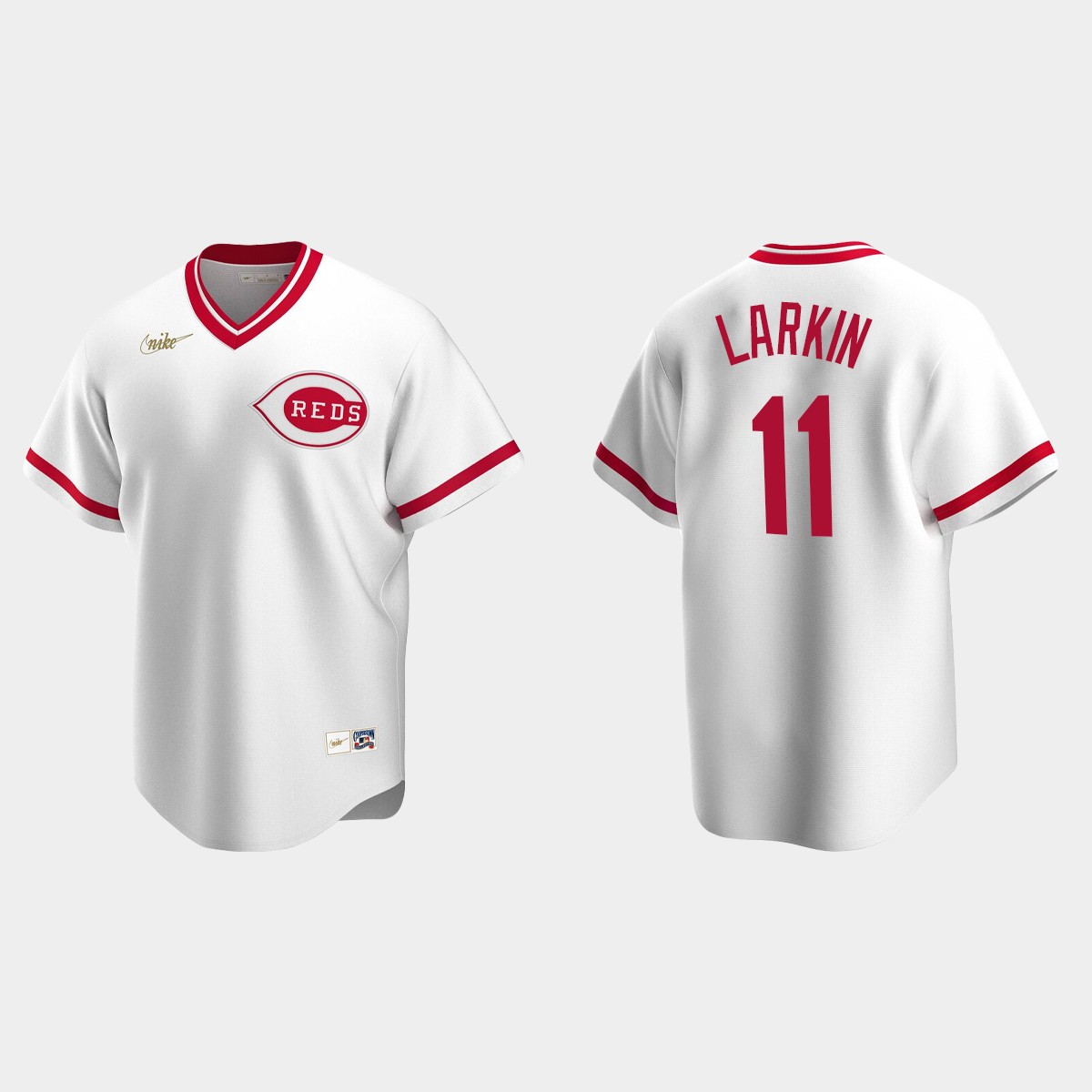Men's Barry Larkin #11 Cincinnati Reds Cooperstown Collection Home Jersey - White