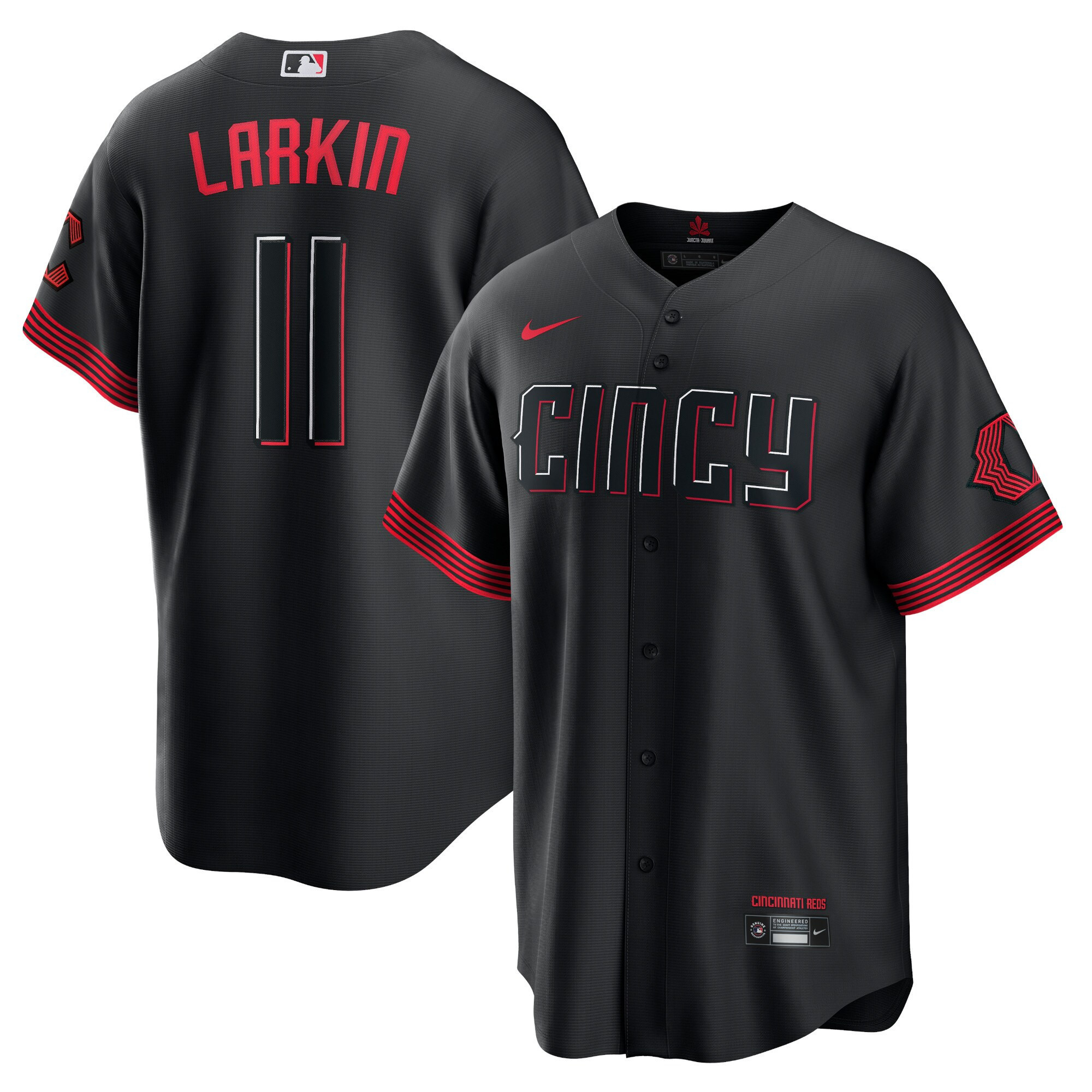 Men's Barry Larkin Cincinnati Reds Black 2023 City Connect Cool Base Jersey - All Stitched