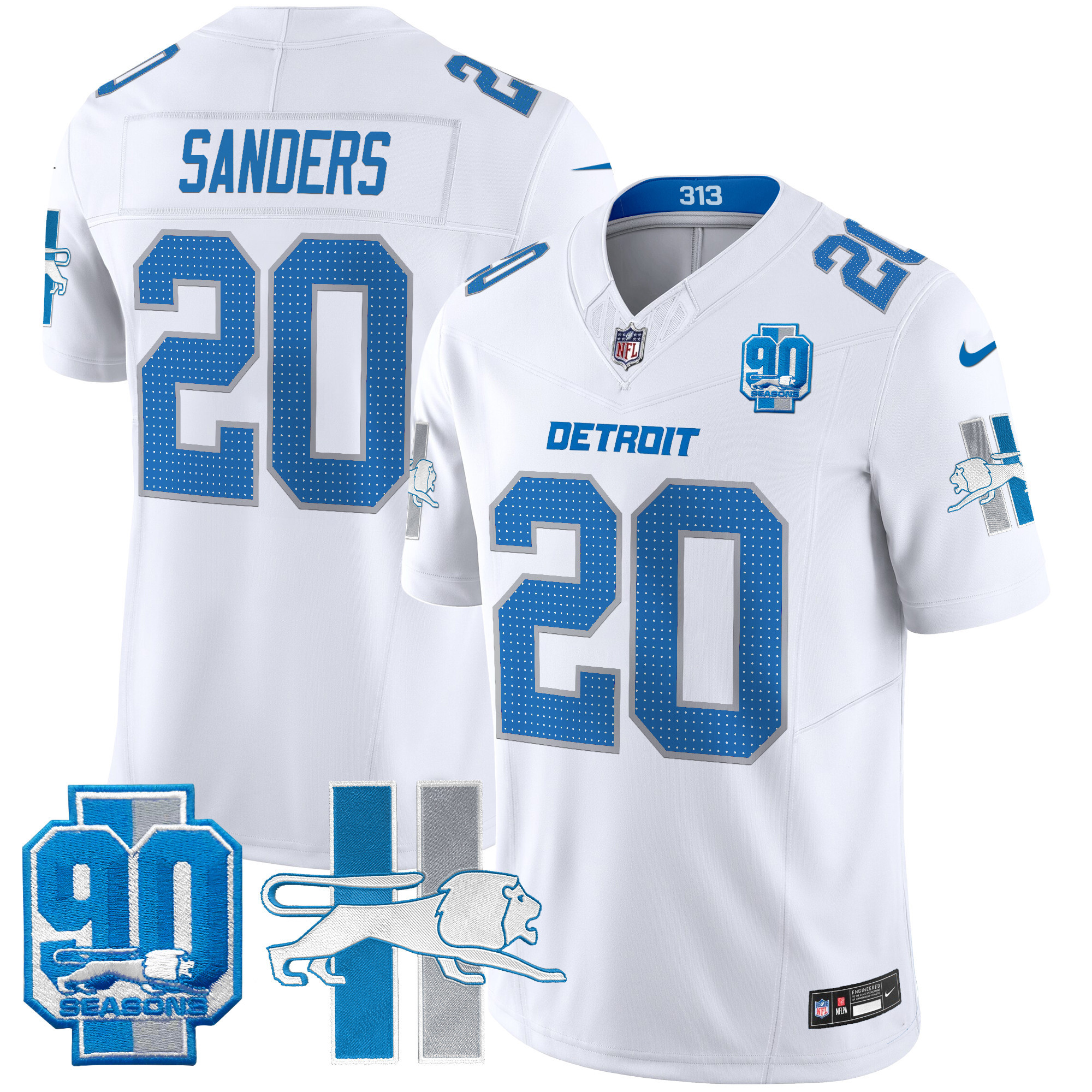 Men's Barry Sanders Detroit Lions 1946 Throwback Vapor Limited White Jersey - All Stitched