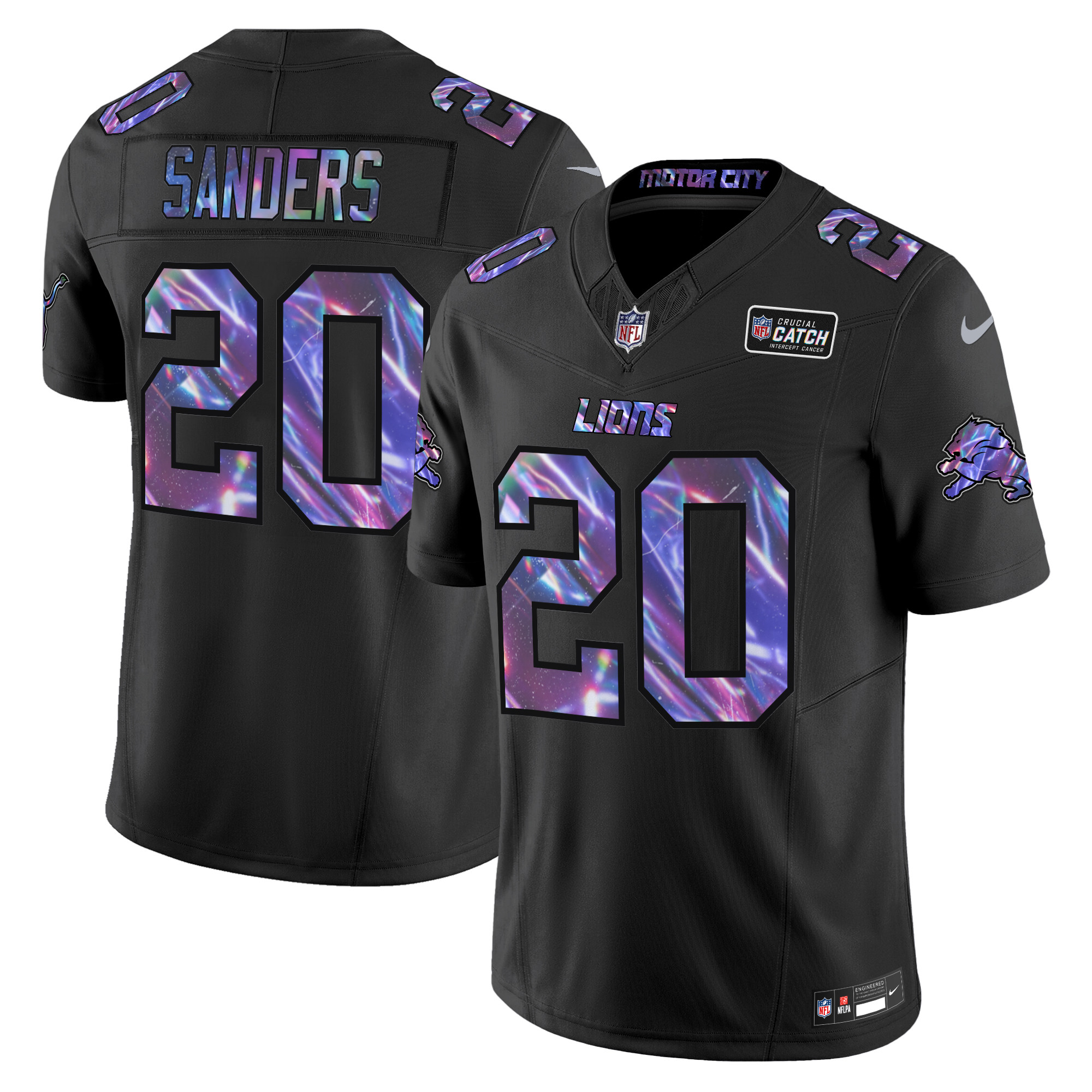 Men's Barry Sanders Detroit Lions 2024 Crucial Catch Vapor Limited Black Jersey - All Stitched