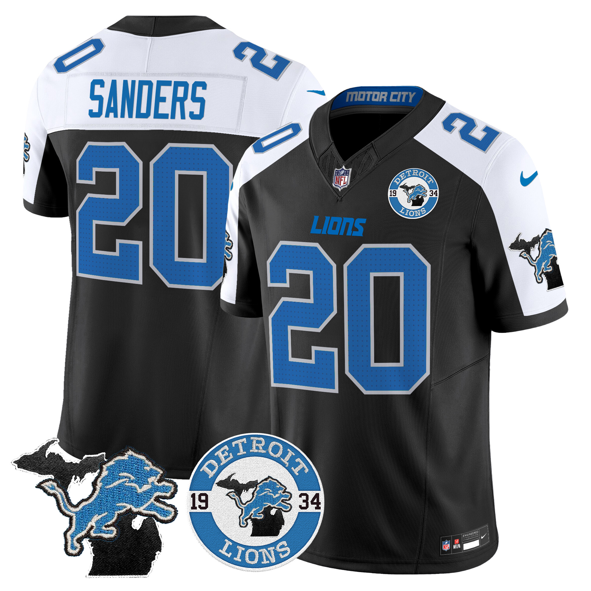 Men's Barry Sanders Detroit Lions 2024 Vapor Limited Alternate Jersey - All Stitched