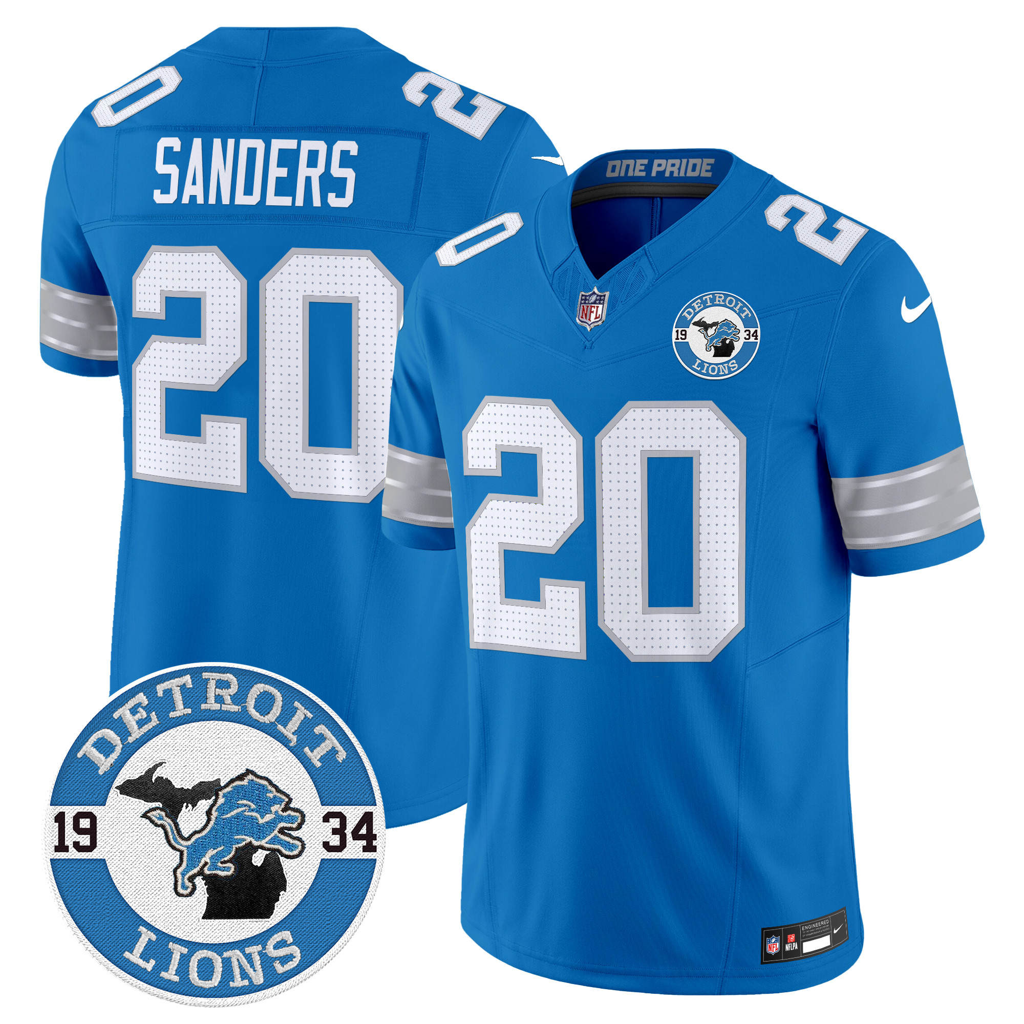 Men's Barry Sanders Detroit Lions 2024 Vapor Limited Blue Jersey - All Stitched