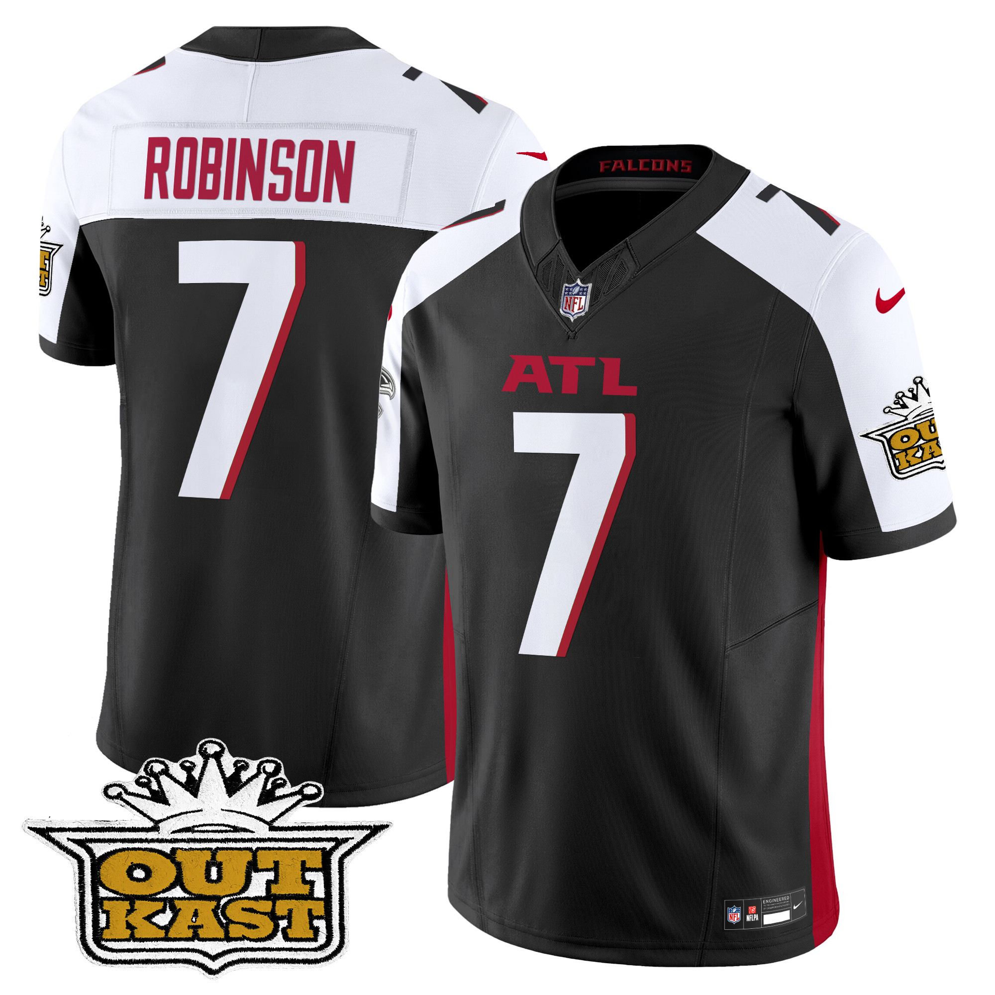 Men's Bijan Robinson Outkast x Atlanta Falcons 2024 Vapor Limited Black Alternate Jersey - All Stitched