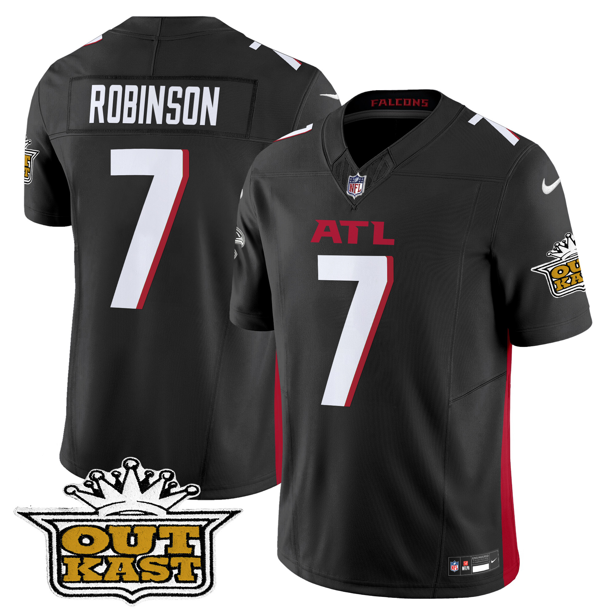 Men's Bijan Robinson Outkast x Atlanta Falcons 2024 Vapor Limited Black Jersey - All Stitched