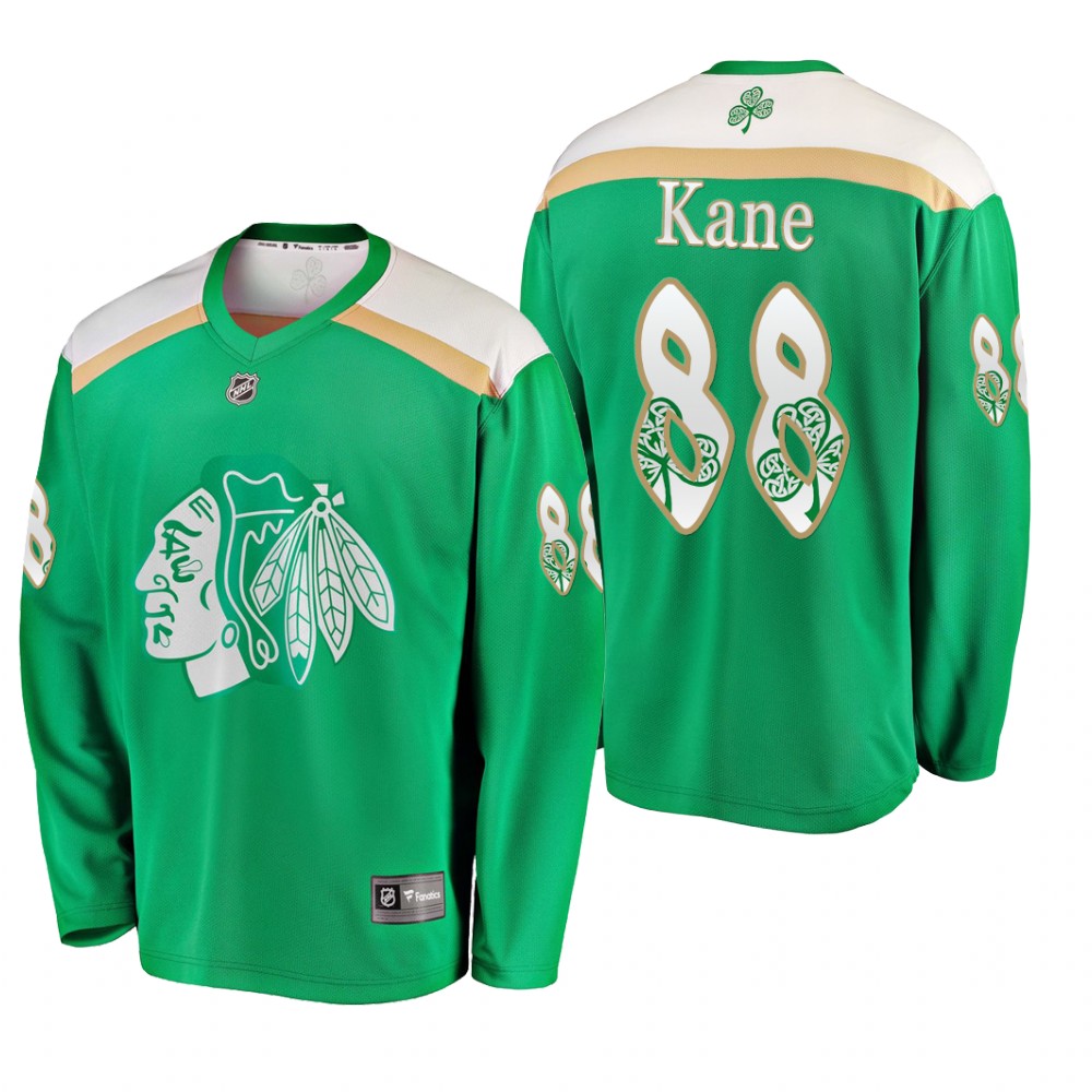 Men's Blackhawks Patrick Kane #88 2019 St. Patrick's Day Green Fanatics Branded Jersey