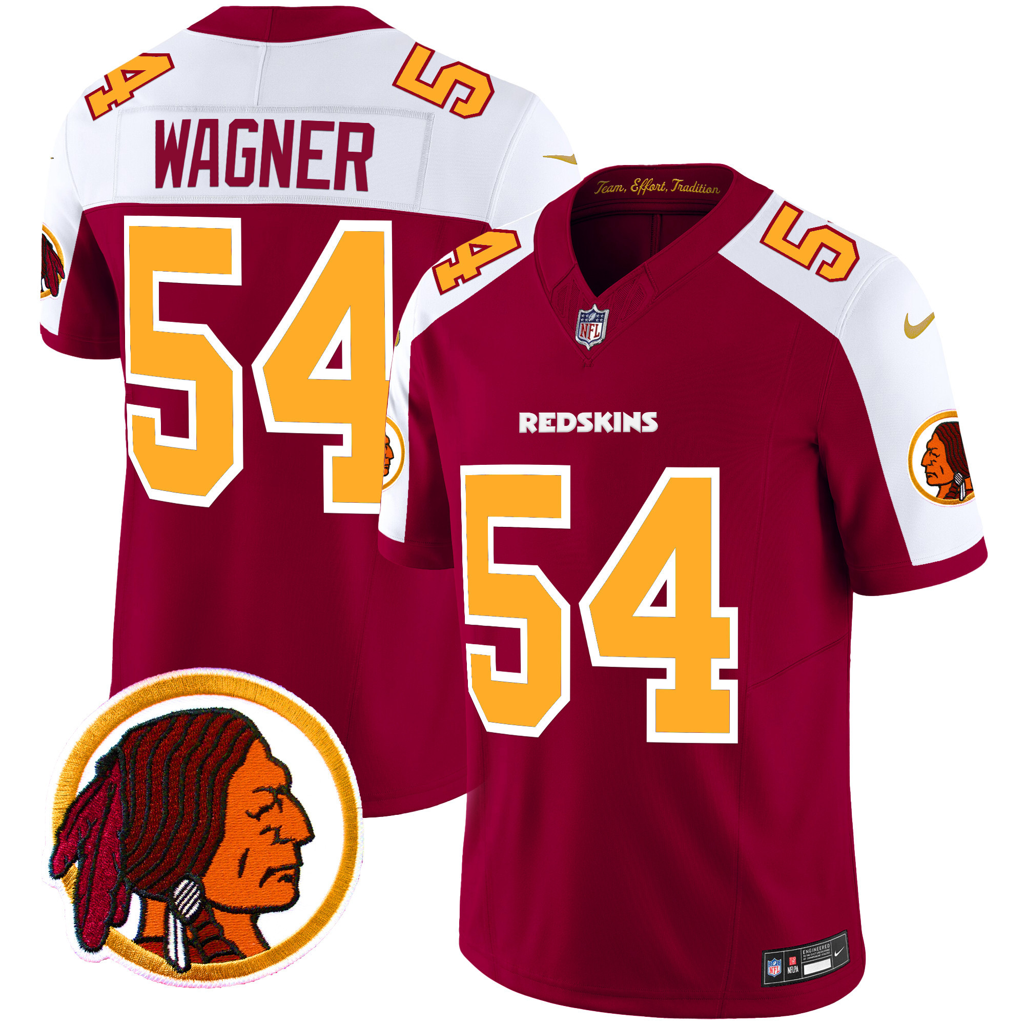 Men's Bobby Wagner Washington Redskins Throwback Vapor Limited Burgundy Alternate Jersey V2 - All Stitched