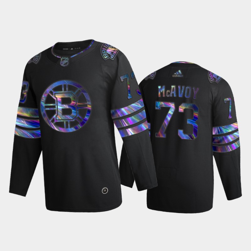 Men's Boston Bruins Charlie McAvoy #73 Iridescent Holographic Black Jersey