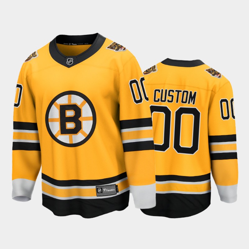 Men's Boston Bruins Custom #00 Reverse Retro Gold Special Edition Jersey