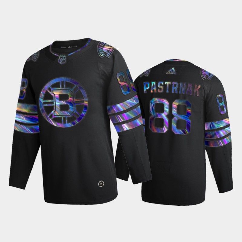 Men's Boston Bruins David Pastrnak #88 Iridescent Holographic Black Jersey