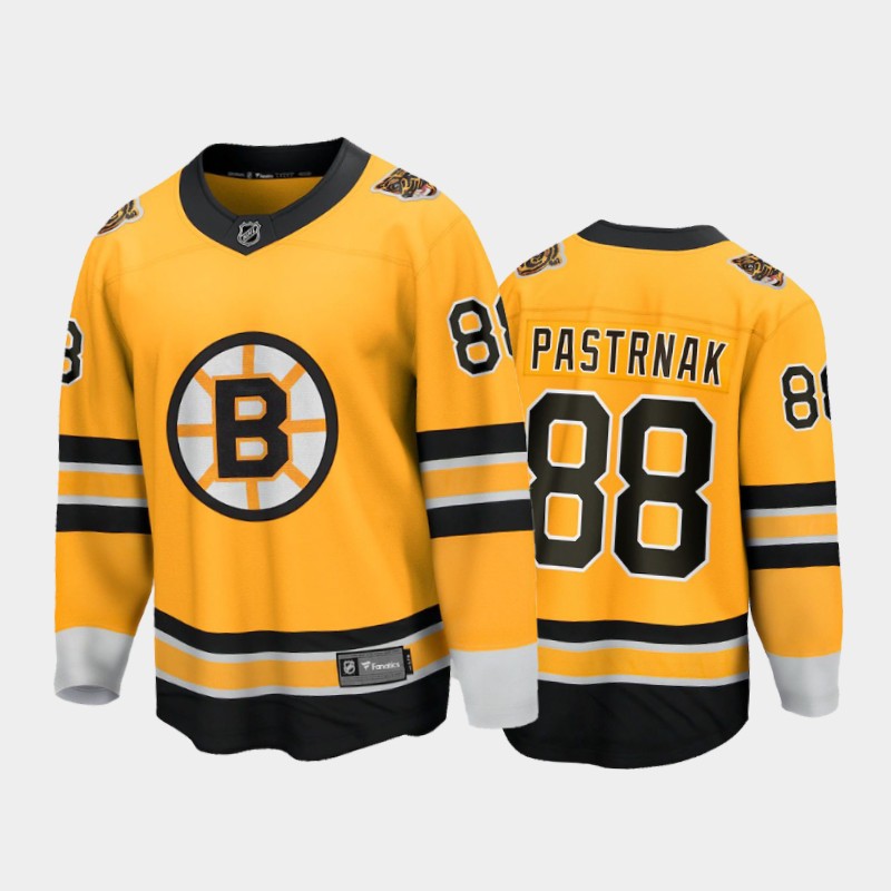 Men's Boston Bruins David Pastrnak #88 Reverse Retro Gold 2020-21 Special Edition Jersey