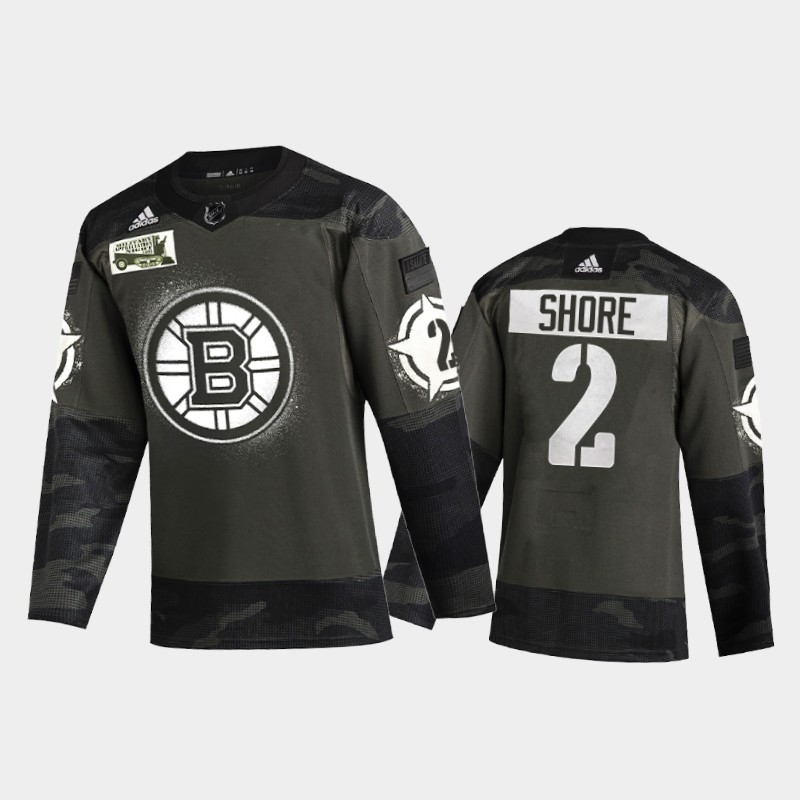 Men's Boston Bruins Eddie Shore #2 2021 Military Appreciation Night Camo Jersey
