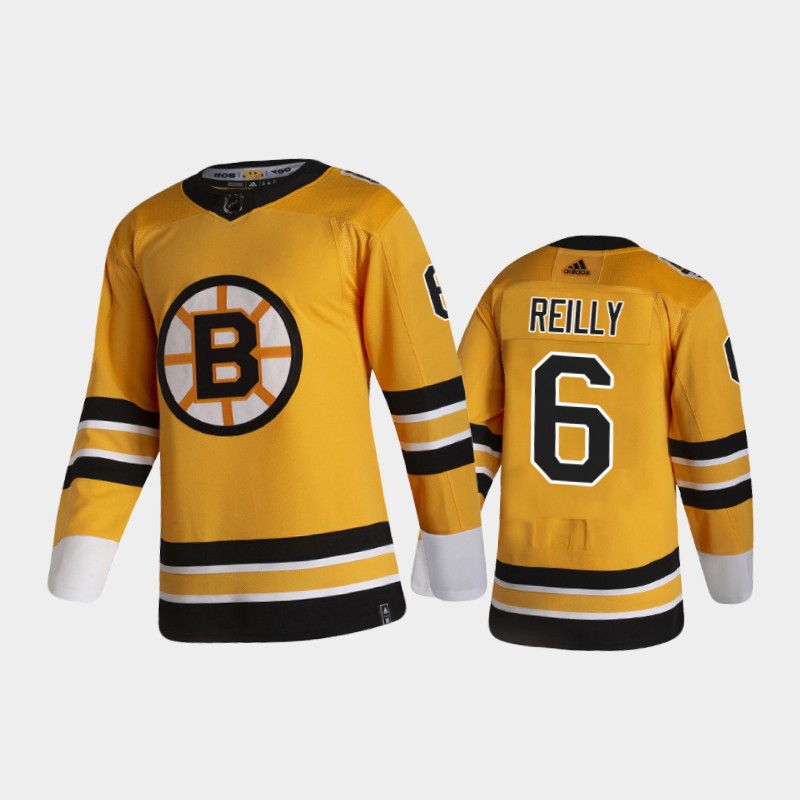 Men's Boston Bruins Mike Reilly #6 Reverse Retro 2021 Gold Jersey