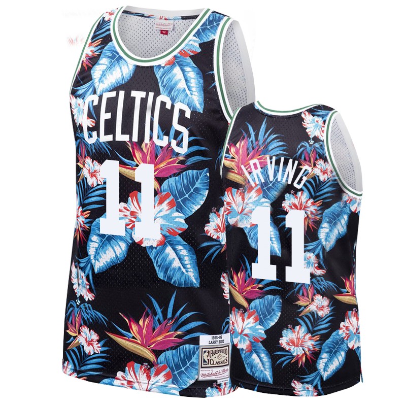 Men's Boston Celtics #11 Kyrie Irving Floral Fashion Jersey