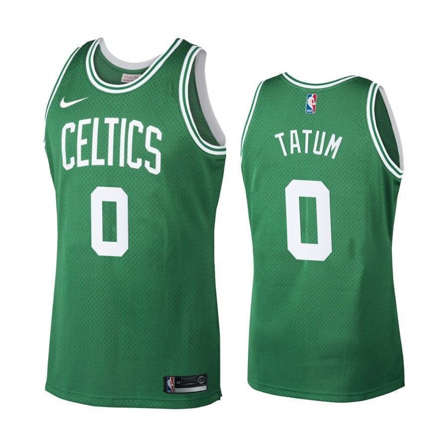 Men’s Boston Celtics 0 Jayson Tatum Green Hardwood Classics Jersey