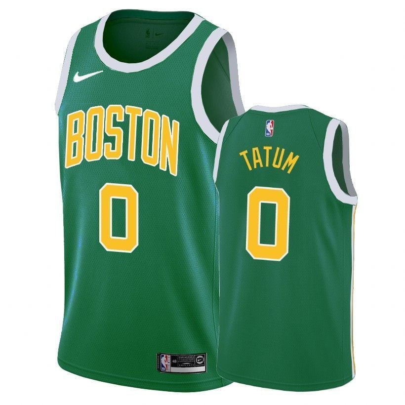 Men’s Boston Celtics Jayson Tatum 0 Male Earned Edition Green Jersey