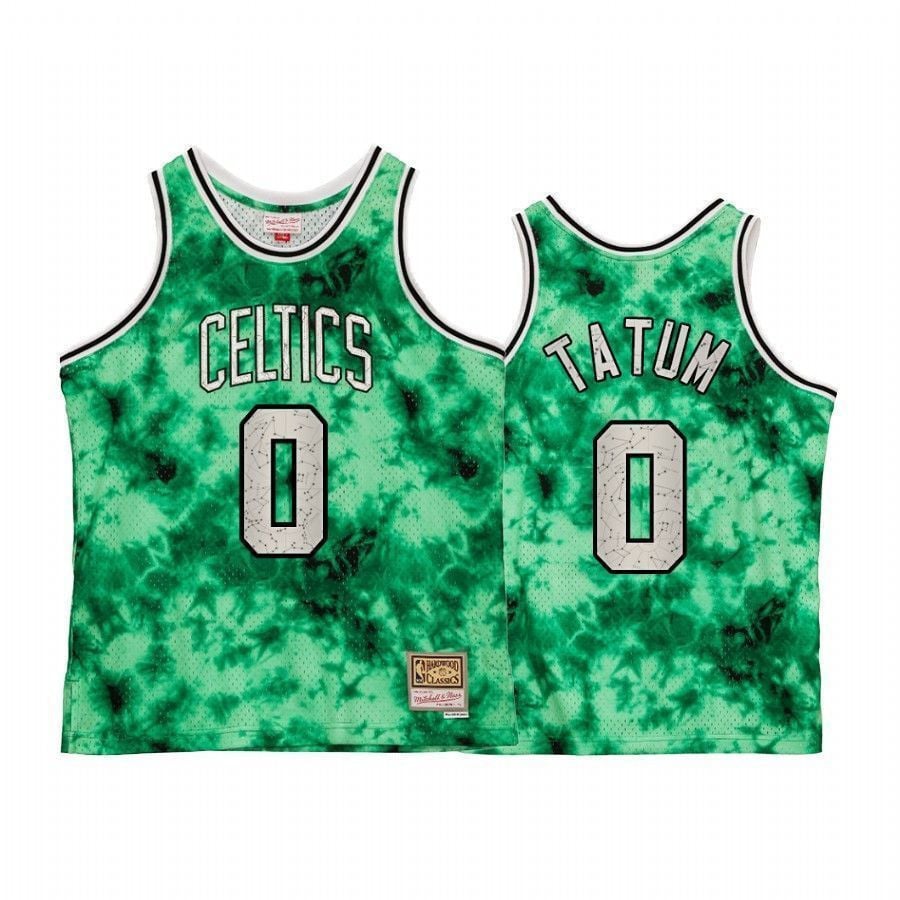 Men’s Boston Celtics Jayson Tatum Galaxy Constellation Jersey Green Vintage