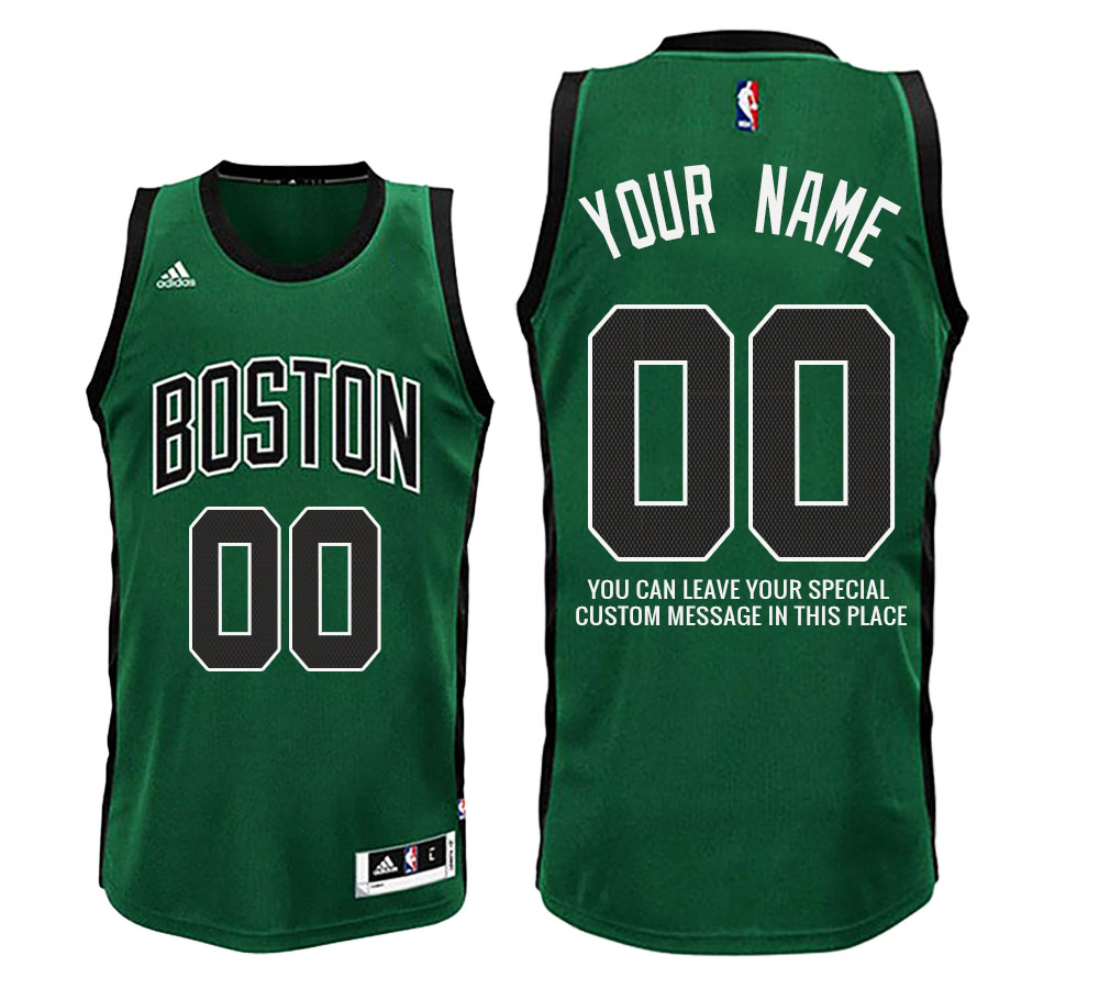 Men's Boston Celtics Road Green Custom Message Jersey