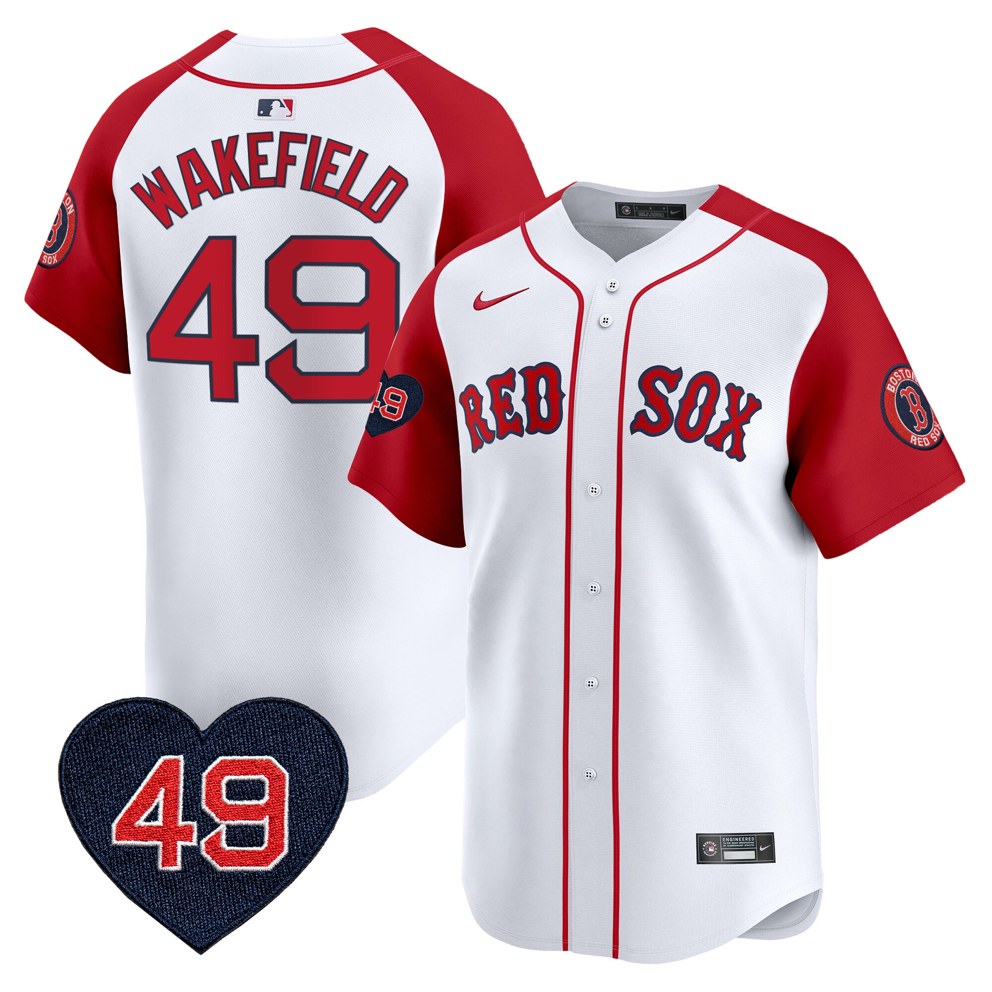 Men's Boston Red Sox Tim Wakefield Patch Vapor Premier Limited Red Alternate Jersey - All Stitched