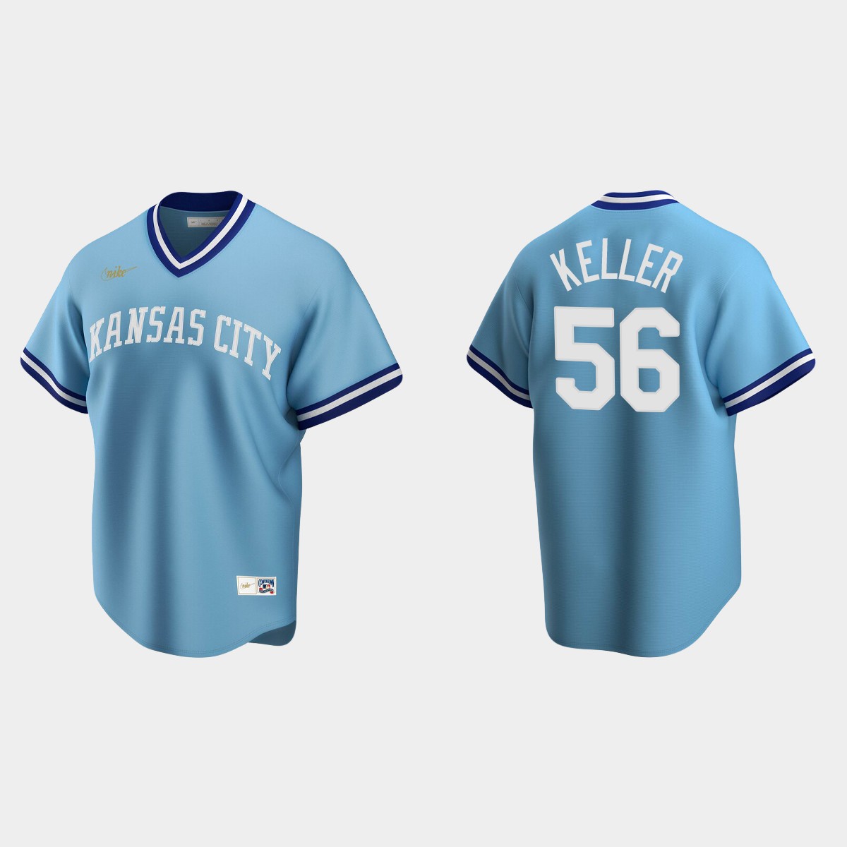 Men's Brad Keller #56 Kansas City Royals Cooperstown Collection Road Jersey - Light Blue