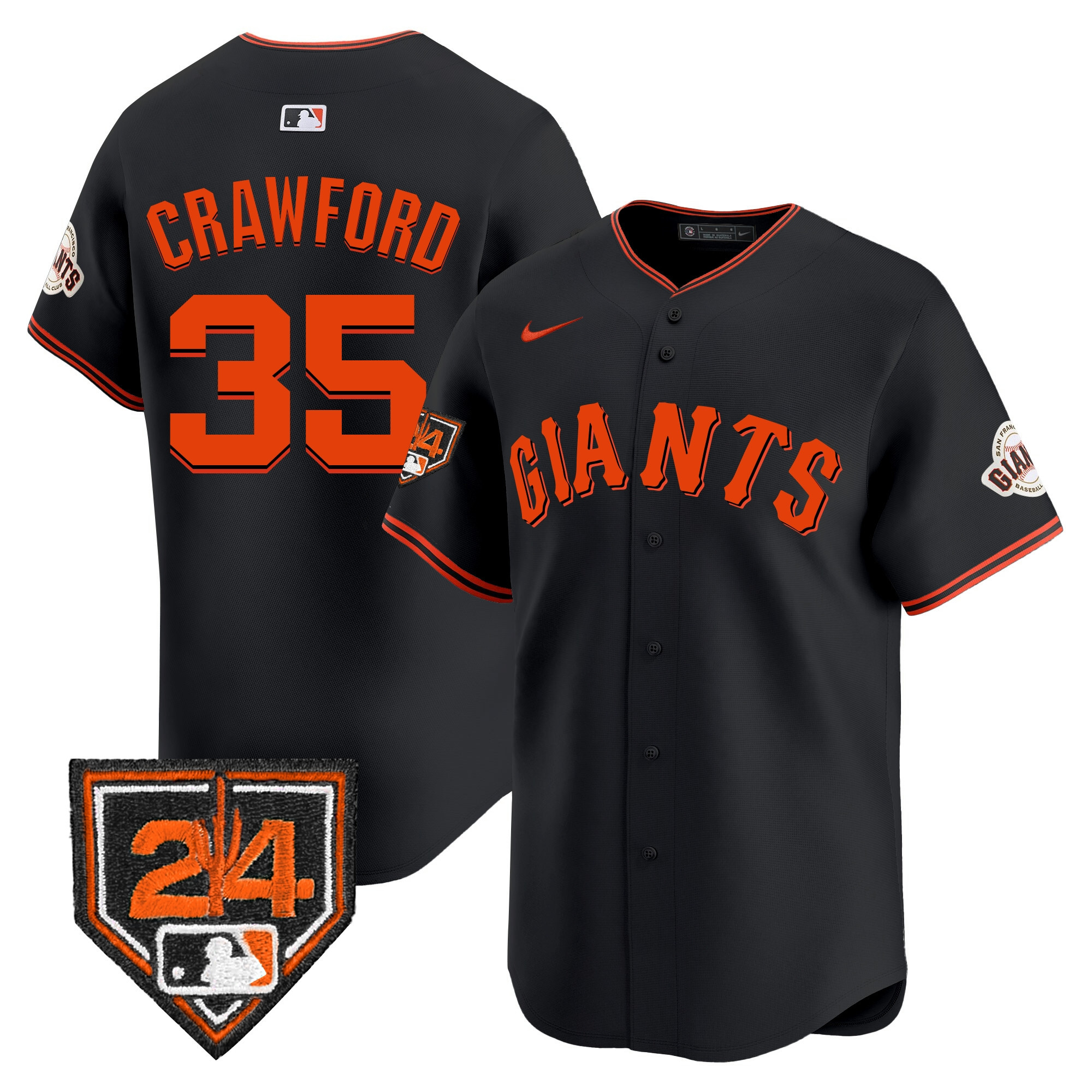 Men's Brandon Crawford San Francisco Giants 2024 Spring Training Vapor Premier Limited Black Jersey - All Stitched