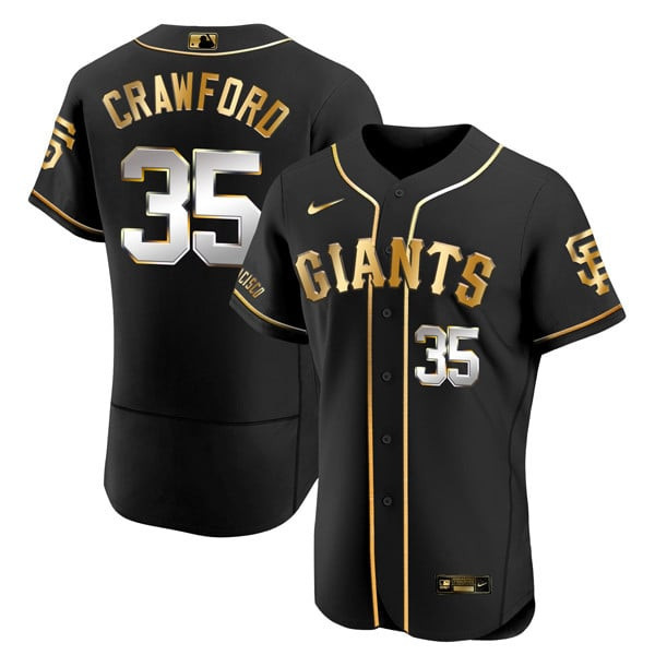 Men's Brandon Crawford San Francisco Giants Gold & City Connect Flex Black Jersey - All Stitched
