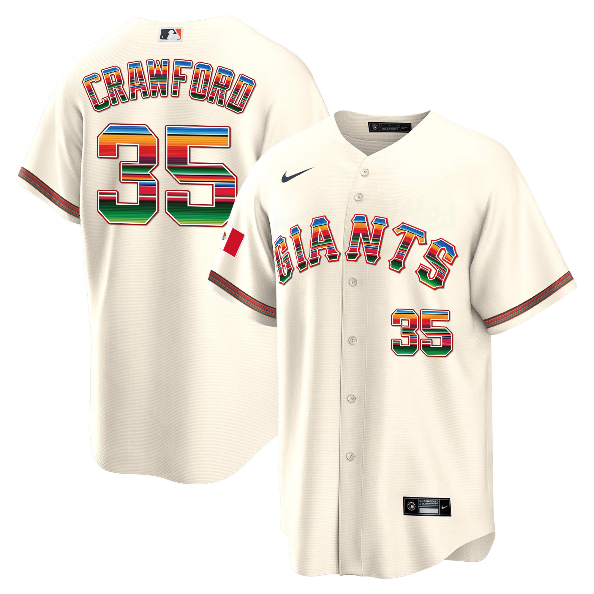 Men's Brandon Crawford San Francisco Giants Mexico Cool Base Limited Cream Jersey - All Stitched