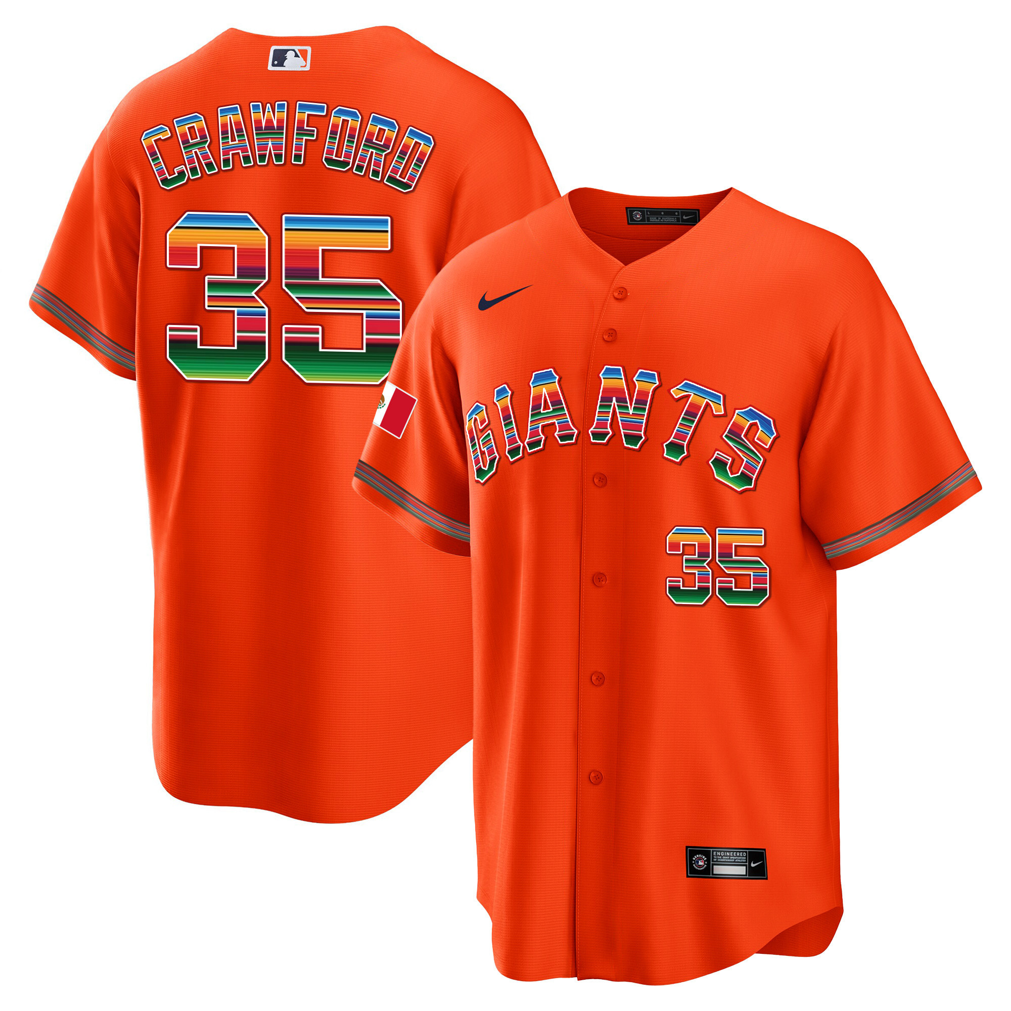 Men's Brandon Crawford San Francisco Giants Mexico Cool Base Limited Orange Jersey - All Stitched