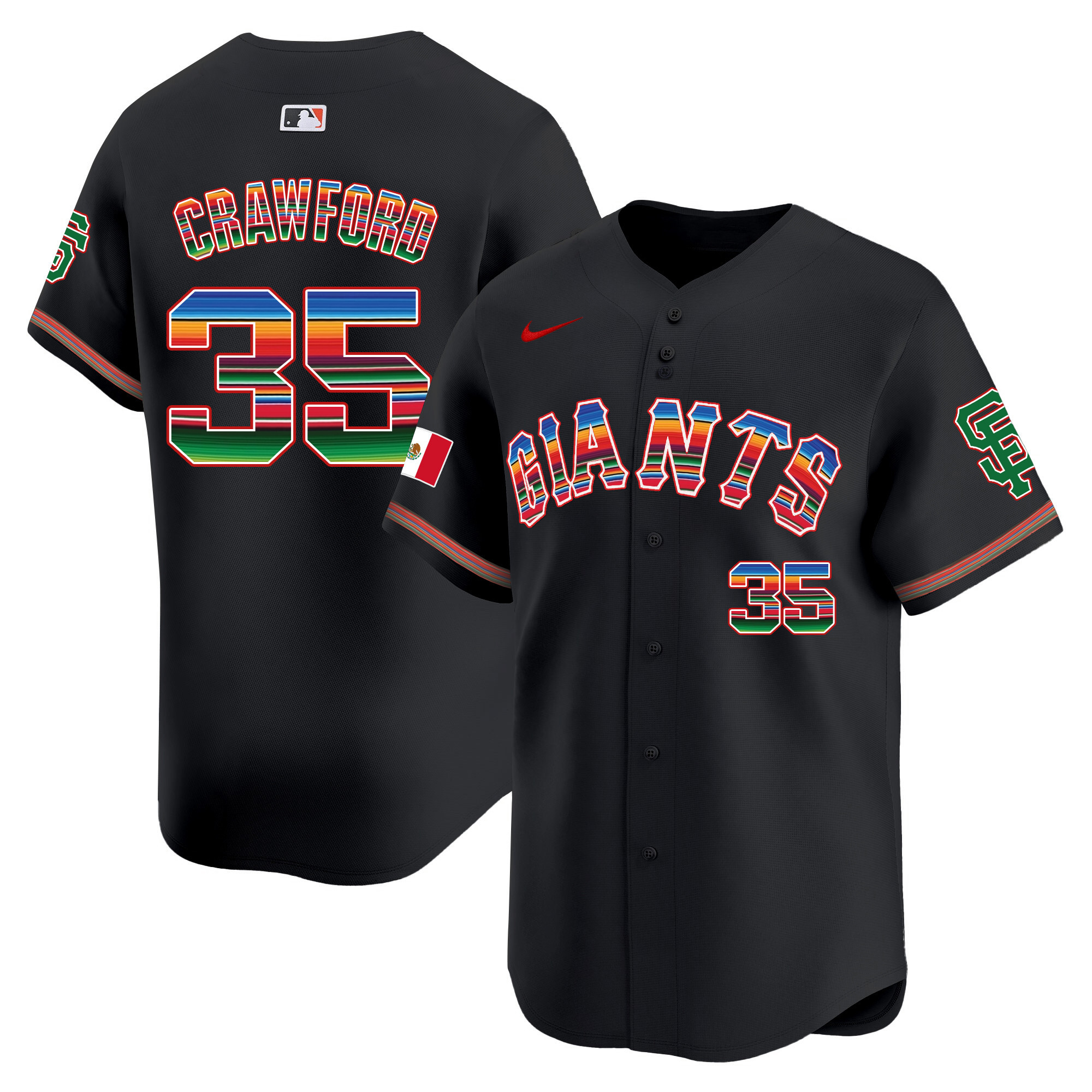 Men's Brandon Crawford San Francisco Giants Mexico Vapor Premier Limited Black Jersey - All Stitched