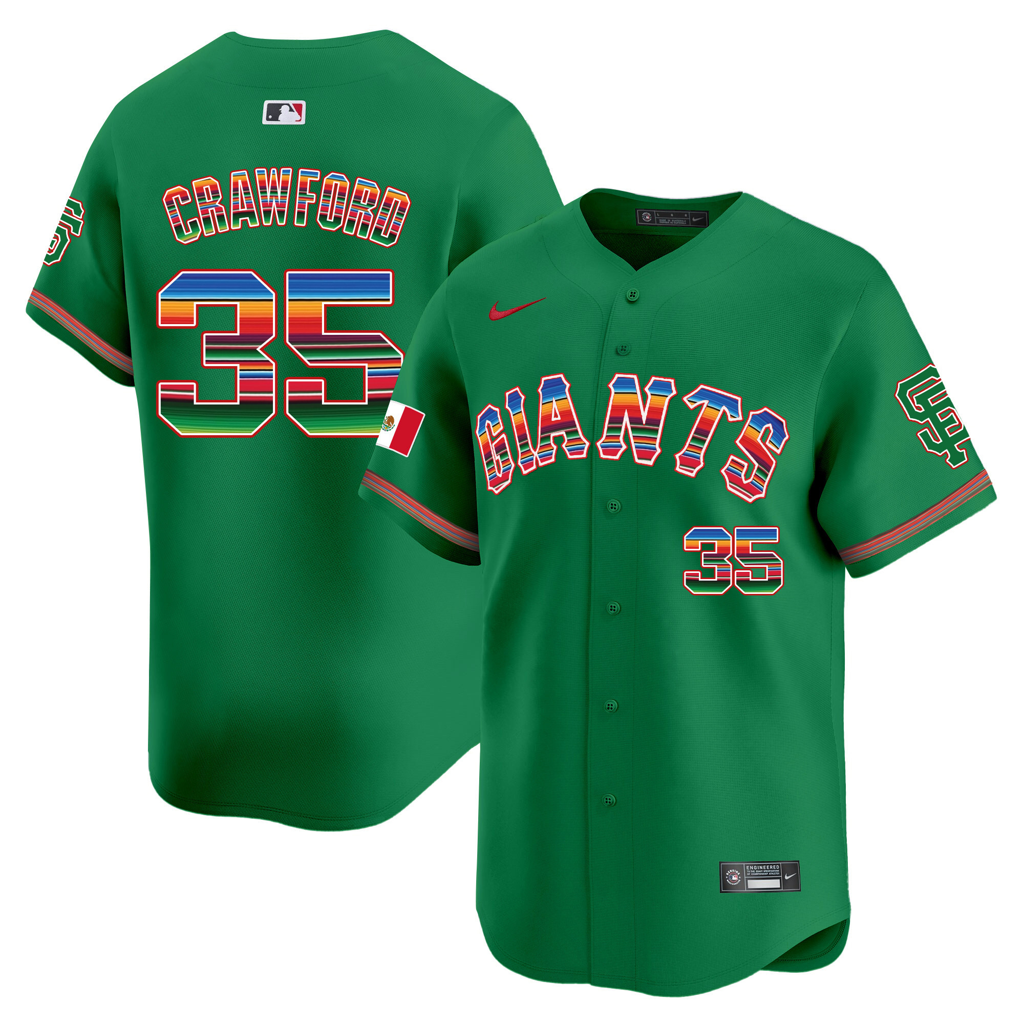 Men's Brandon Crawford San Francisco Giants Mexico Vapor Premier Limited Green Jersey - All Stitched
