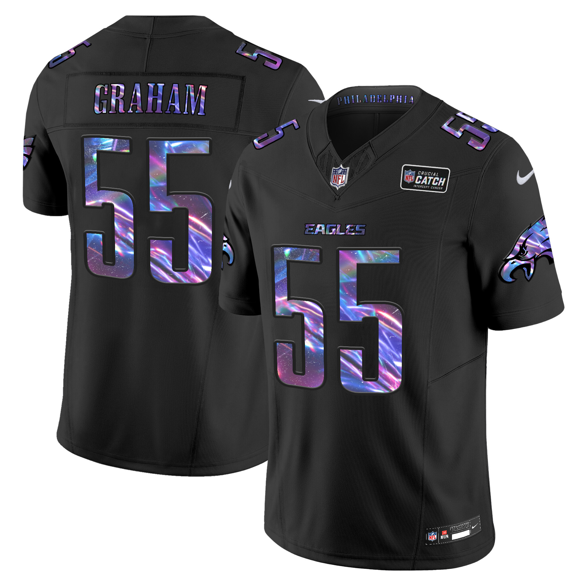 Men's Brandon Graham Philadelphia Eagles 2024 Crucial Catch Vapor Limited Black Jersey - All Stitched