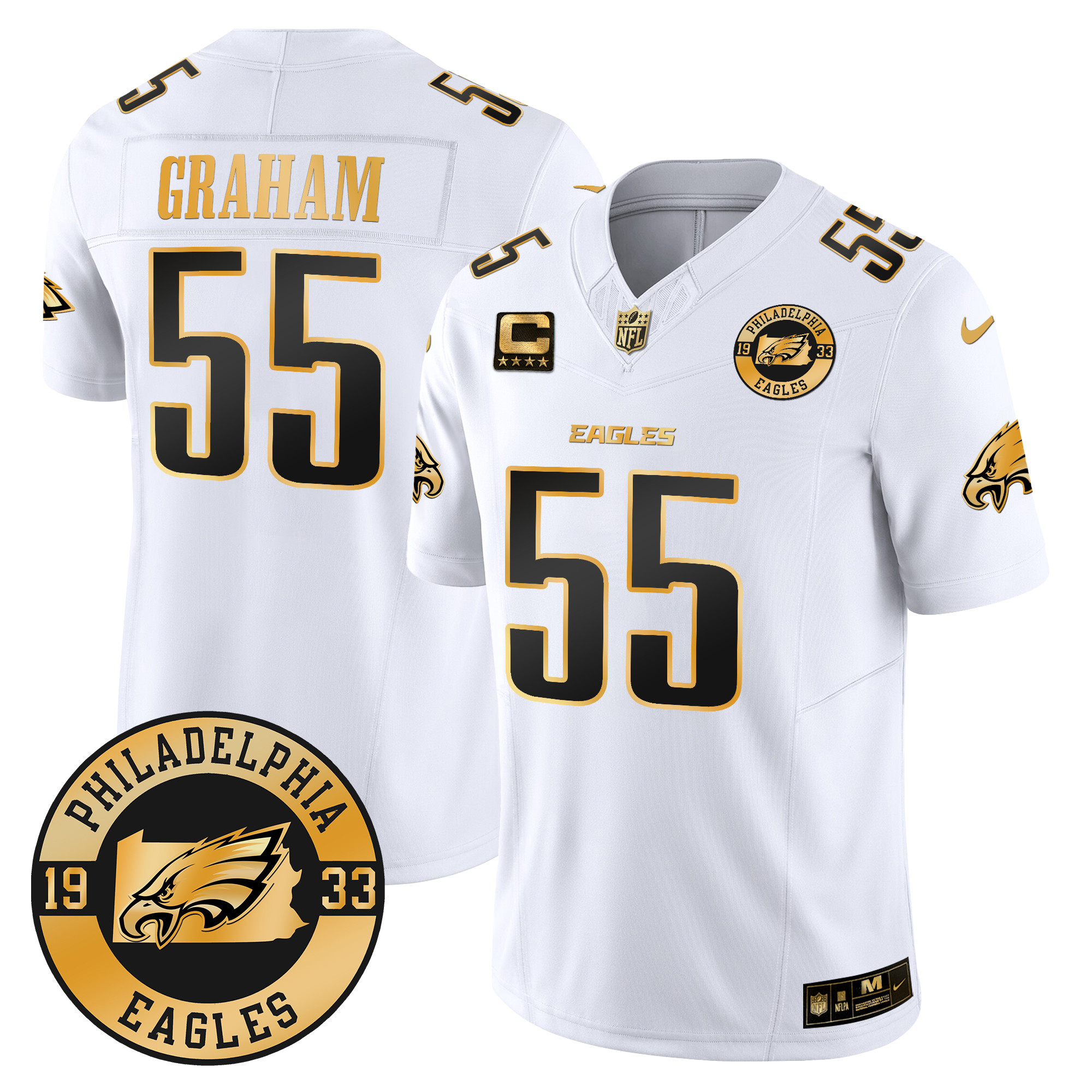 Men's Brandon Graham Philadelphia Eagles 2024 Gold Vapor Limited White Gold Jersey - All Stitched