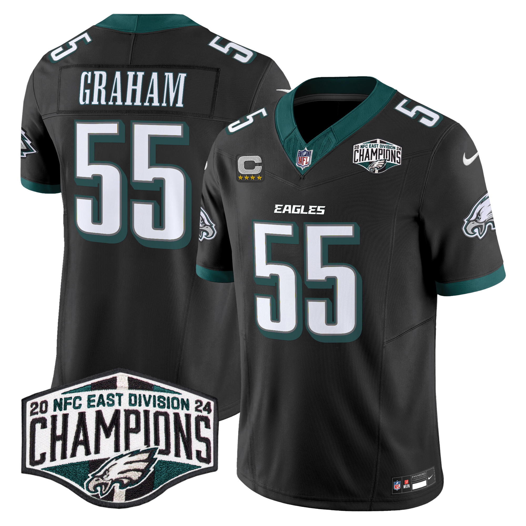 Men's Brandon Graham Philadelphia Eagles 2024 NFC East Division Champions Vapor Limited Black Jersey - All Stitched