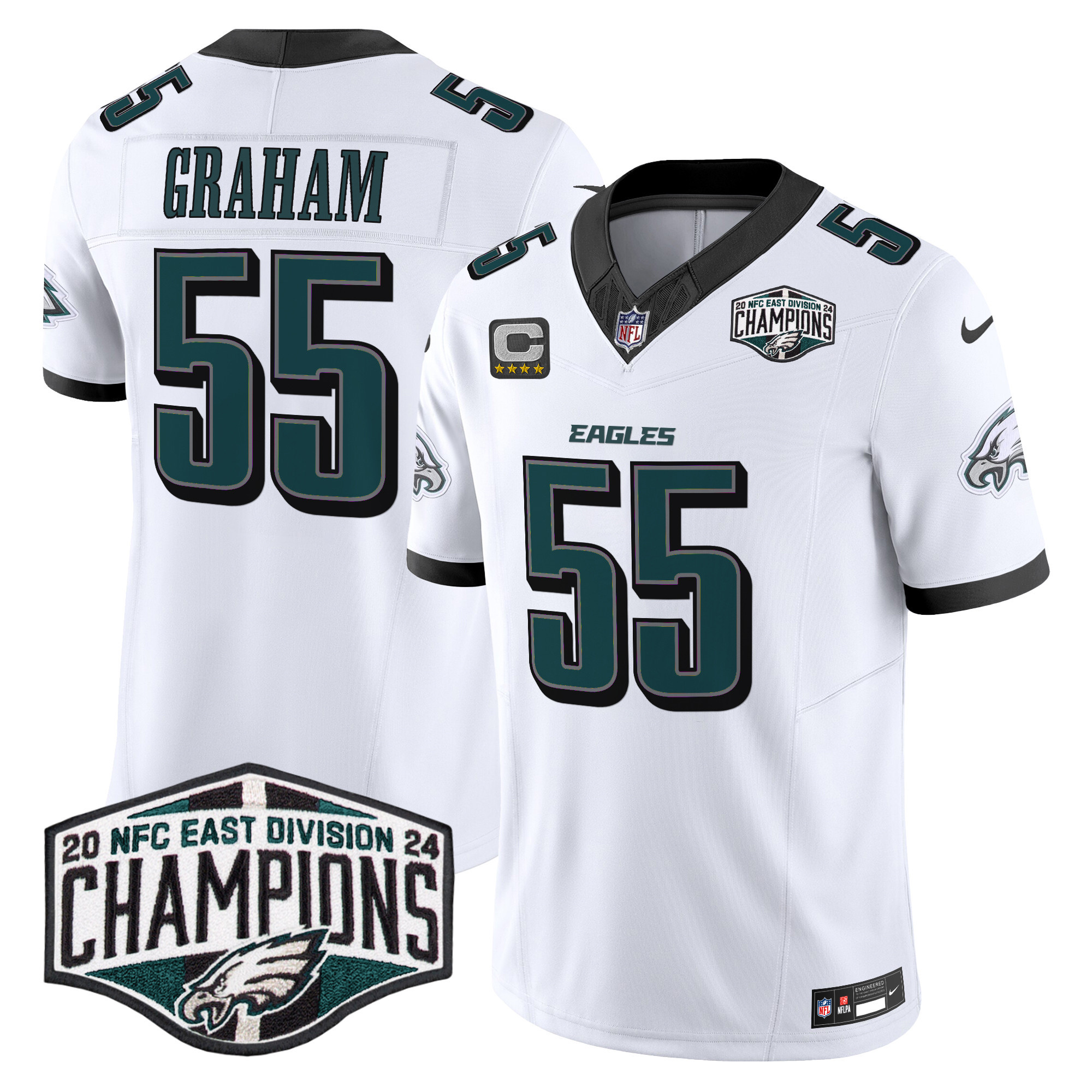 Men's Brandon Graham Philadelphia Eagles 2024 NFC East Division Champions Vapor Limited White Jersey - All Stitched