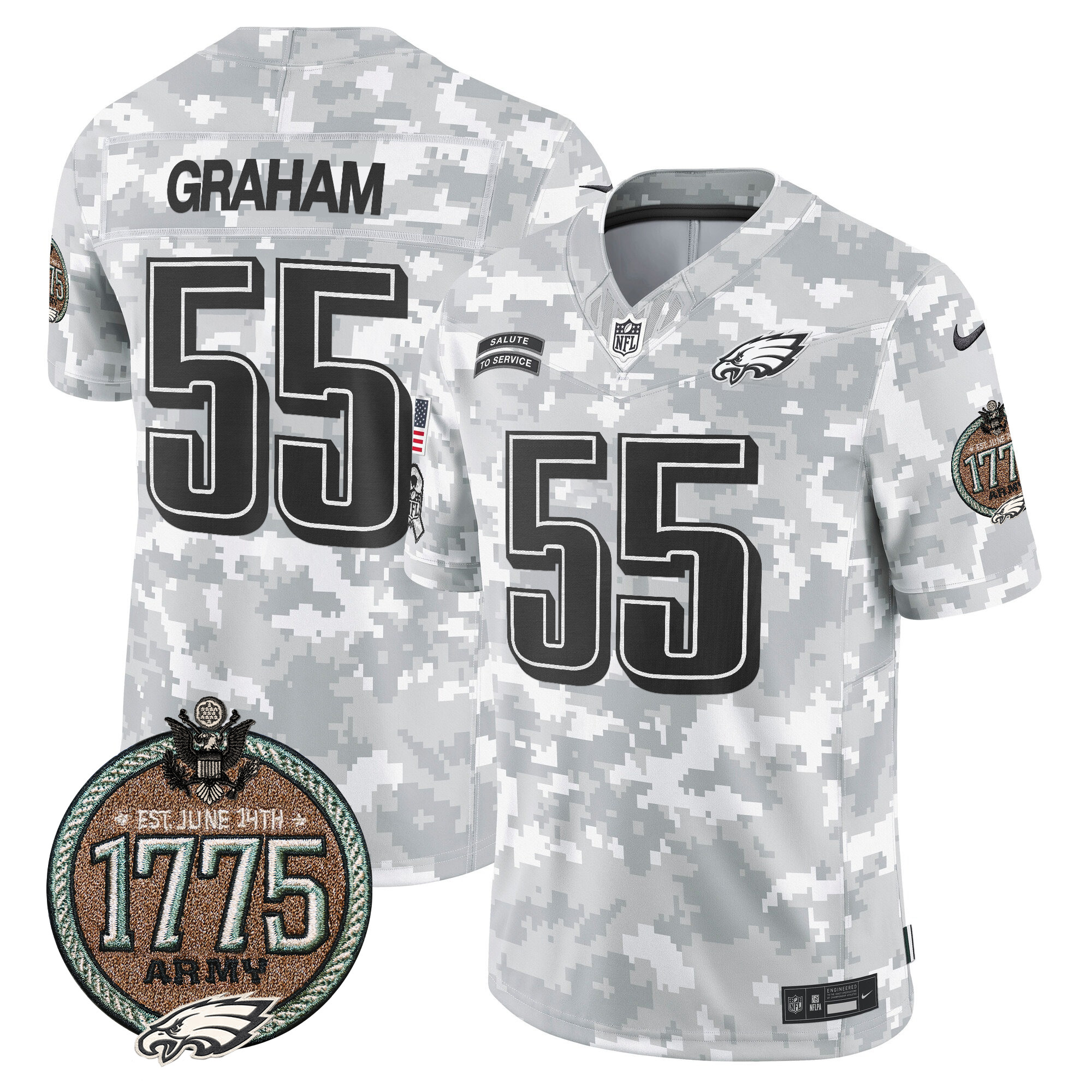 Men's Brandon Graham Philadelphia Eagles 2024 Salute to Service Establishment Year Patch Vapor Limited Army Jersey - All Stitched
