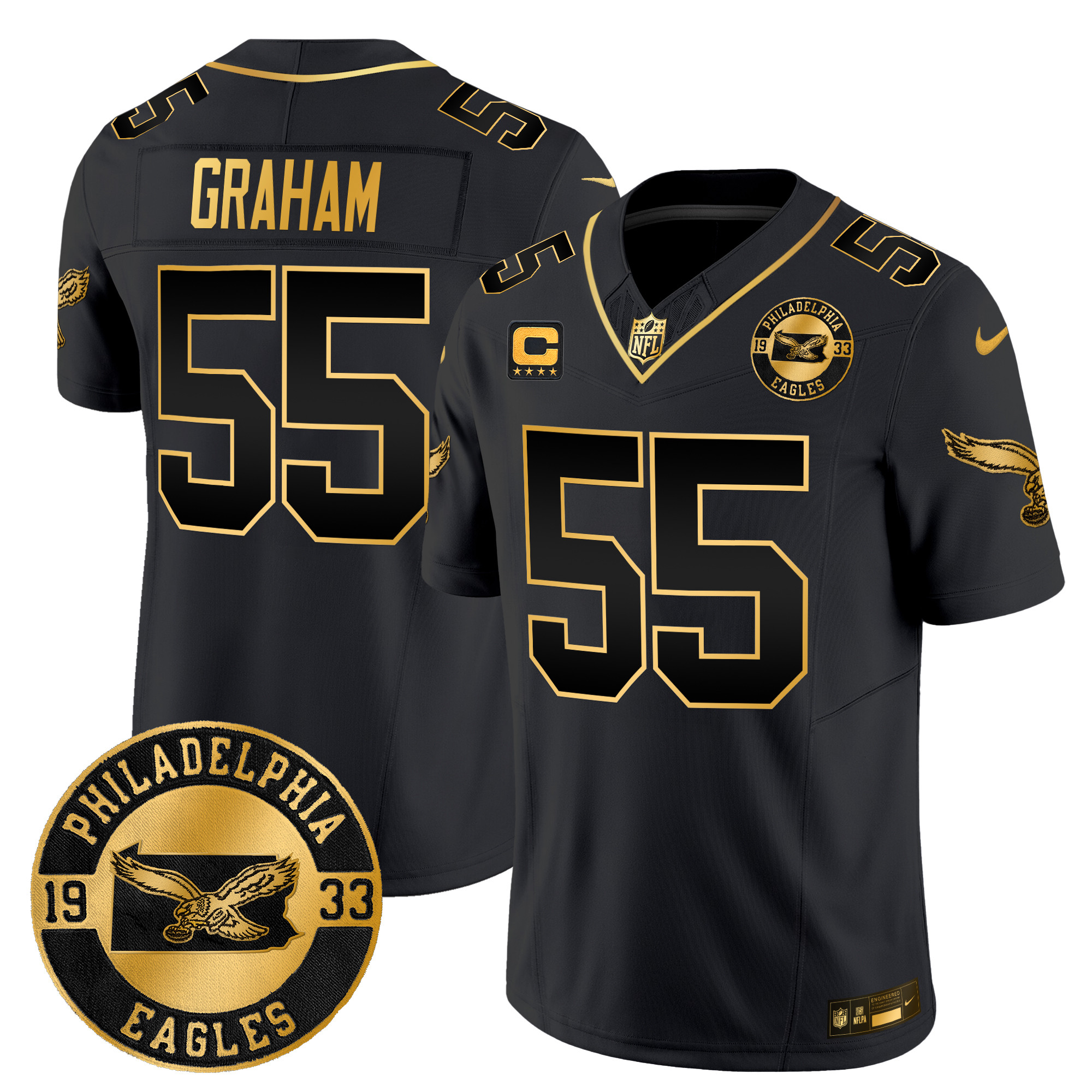 Men's Brandon Graham Philadelphia Eagles 2024 Throwback Gold Vapor Limited Black Gold Jersey - All Stitched