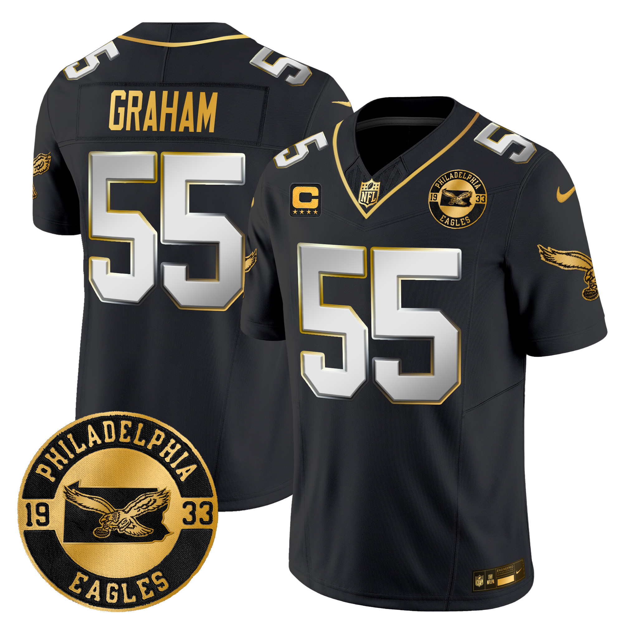 Men's Brandon Graham Philadelphia Eagles 2024 Throwback Gold Vapor Limited Black Limited Jersey - All Stitched